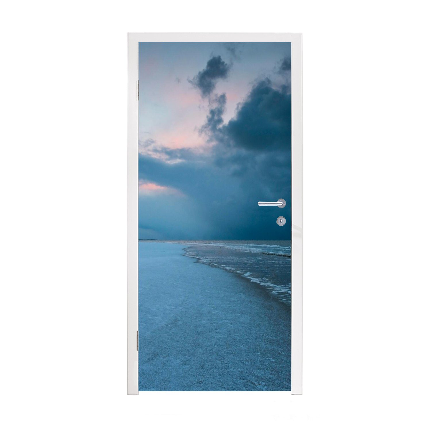 MuchoWow Türtapete Nordsee - Sturm - Wasser, Matt, bedruckt, (1 St), Fototapete für Tür, Türaufkleber, 75x205 cm