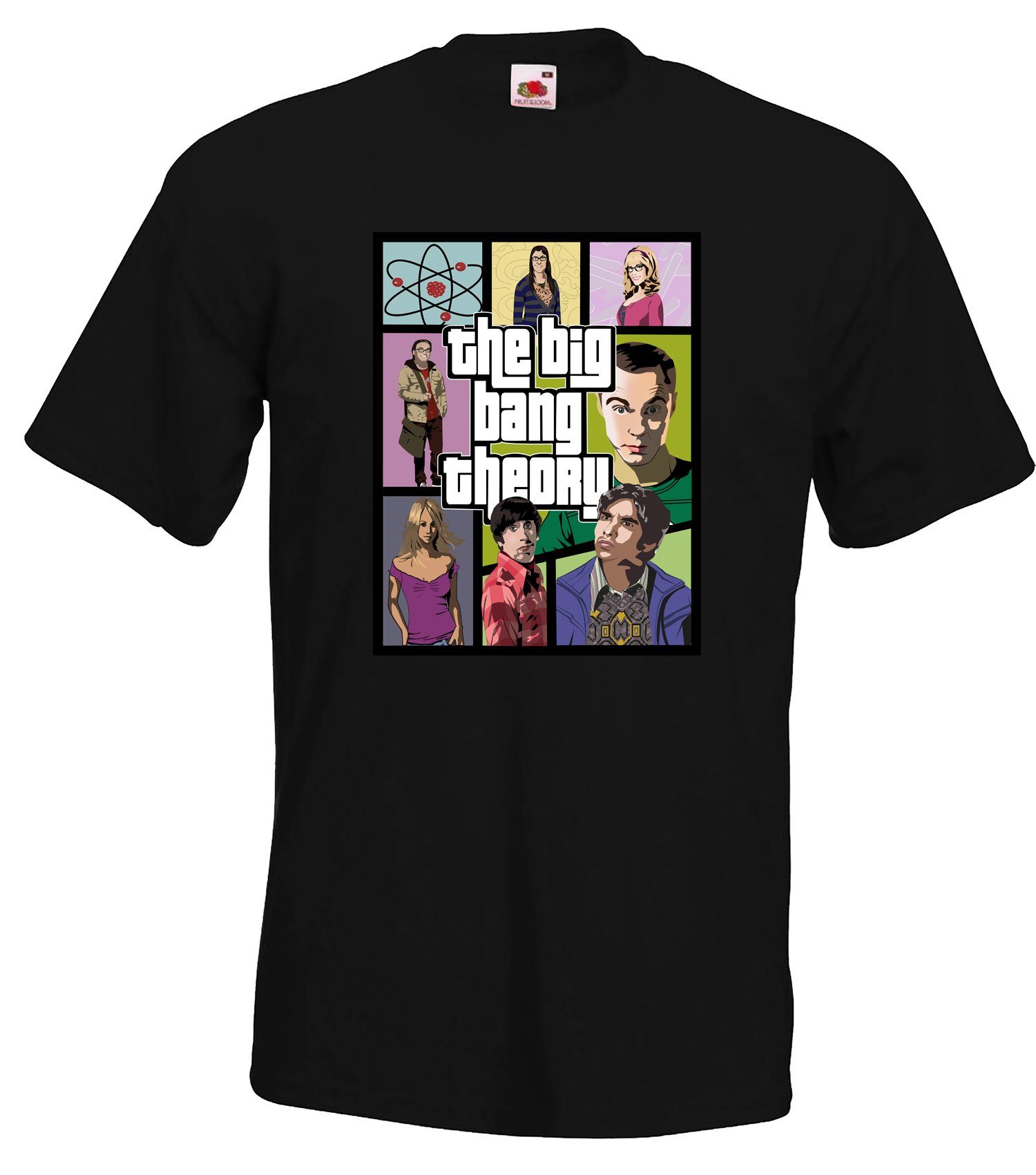 Big Motiv Schwarz Herren Gaming-Serien Popart trendigem Bang Shirt mit T-Shirt Youth Designz
