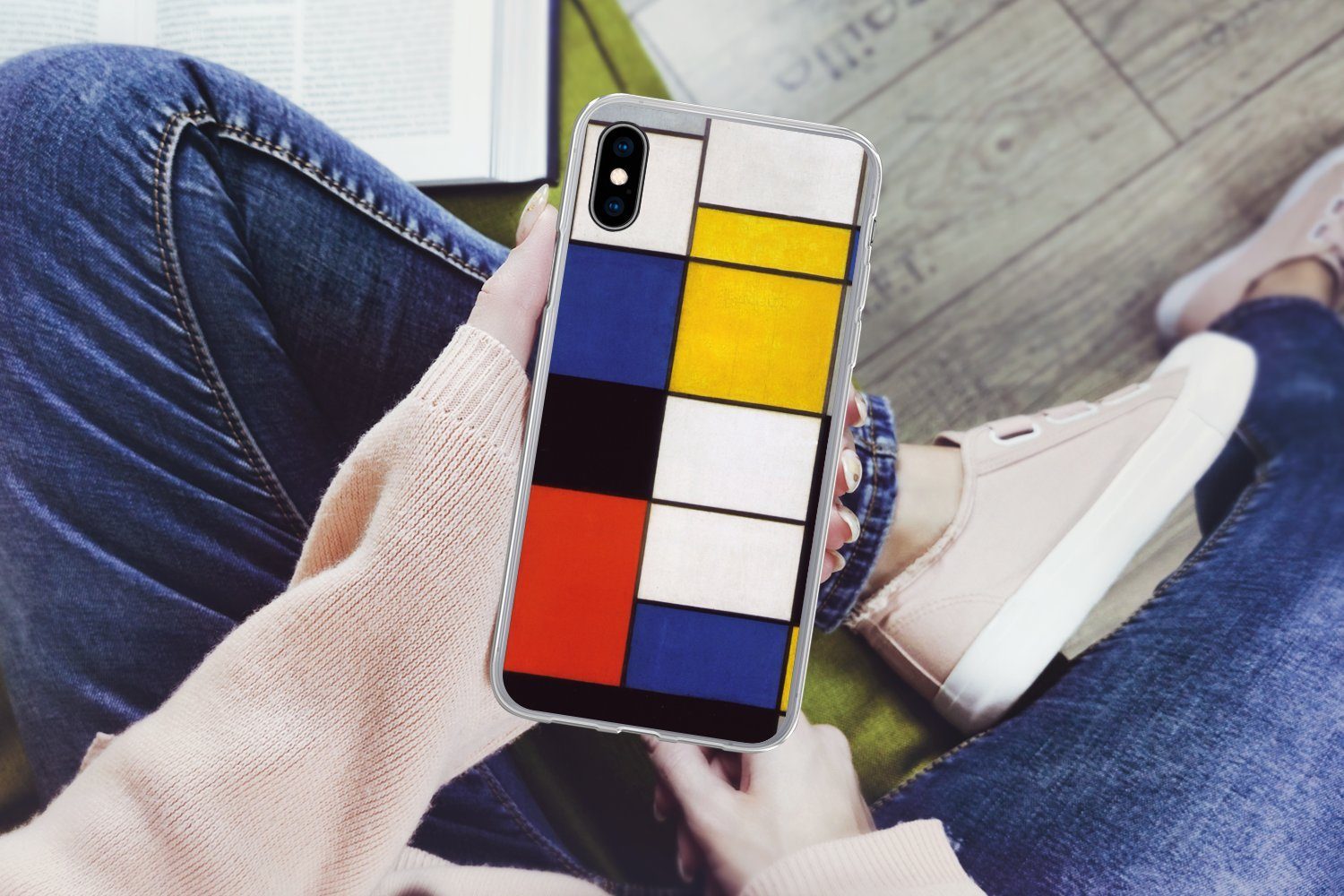 MuchoWow Handyhülle für Apple iPhone XS Komposition A - Piet Mondrian, Smartphone-Bumper, Print, Handy Schutzhülle Dünn