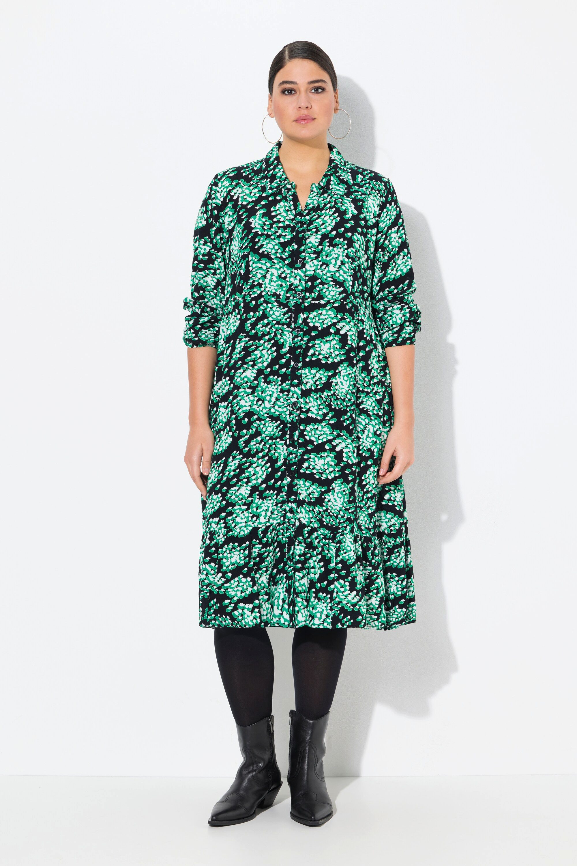 Ulla Popken Hemdblusenkleid Hemdblusenkleid A-Linie Hemdkragen. günstig online kaufen