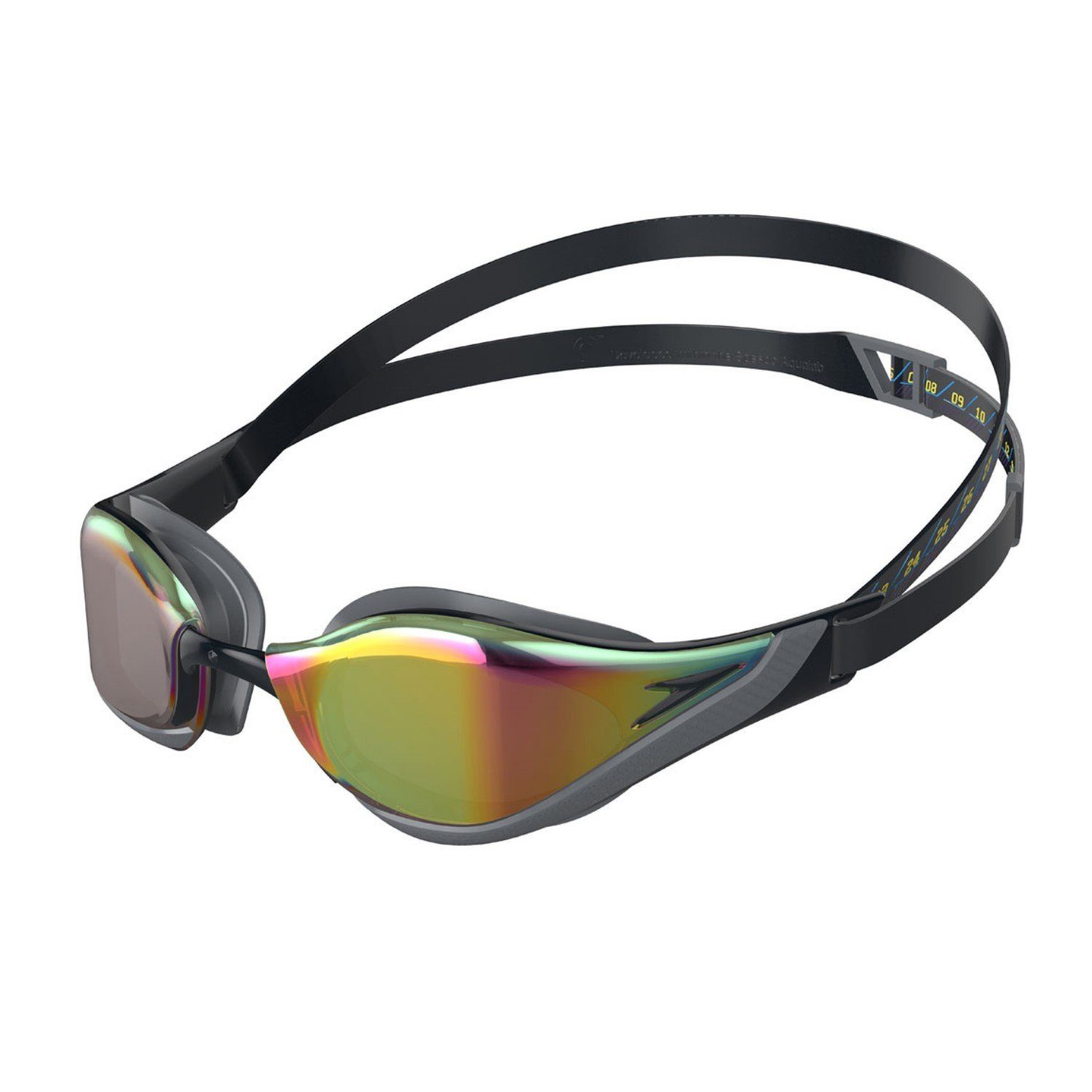 Speedo Sportbrille Schwimmbrille Fastskin Pure Focus Mirror für Erwachsene verspiegelt Schwarz-Grau