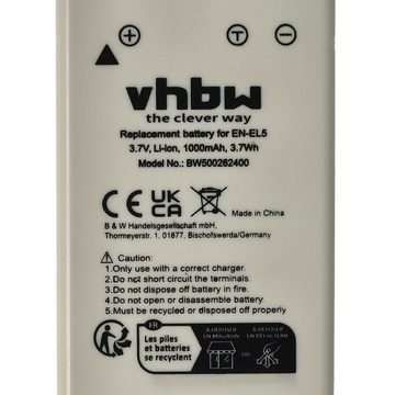 vhbw kompatibel mit Nikon Coolpix P6000, P80, P530, P90, S10 Kamera-Akku Li-Ion 1000 mAh (3,6 V)