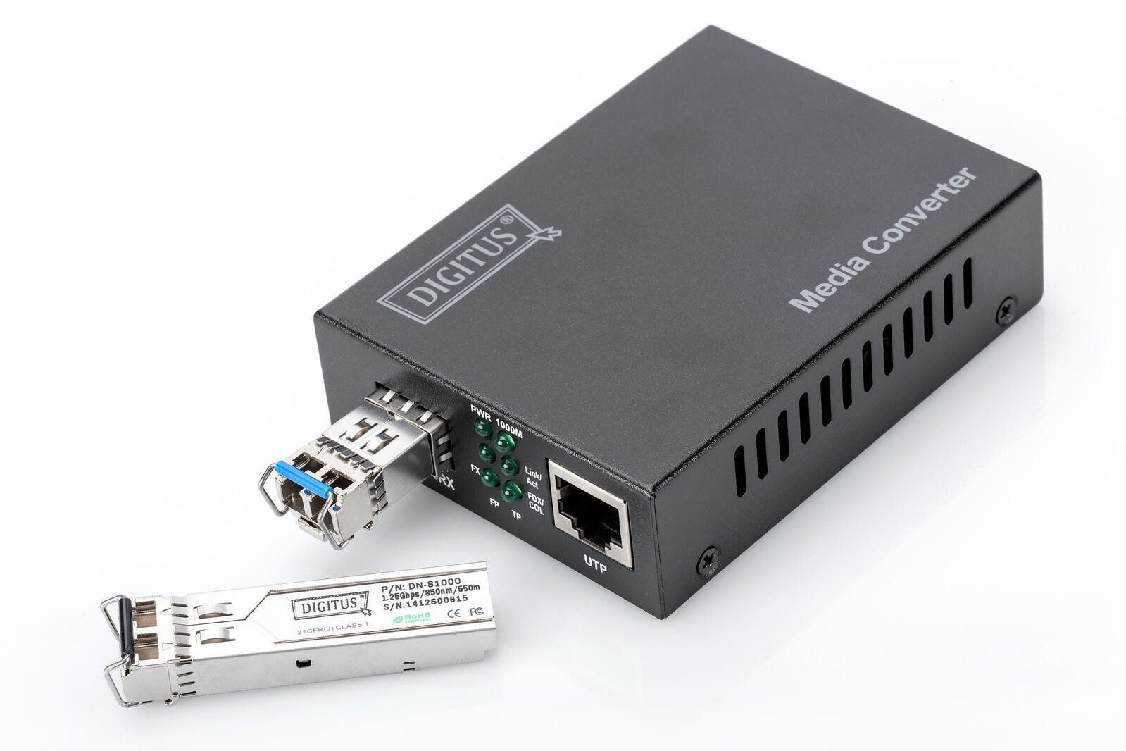 Digitus PC-Lüfter Hub Gigabit Medienkonverter, RJ45 / SFP