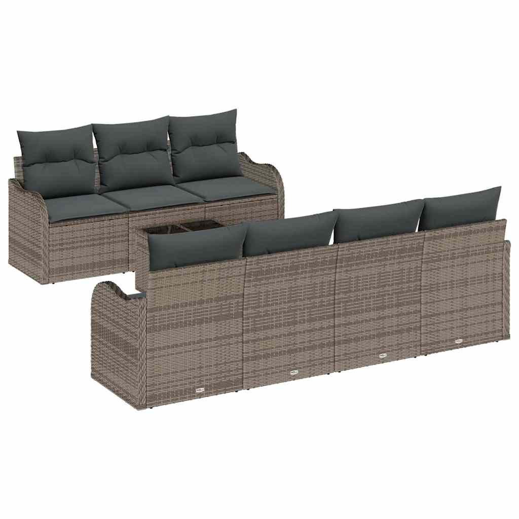 vidaXL Loungesofa Gartensofa-set Grau 55 x 55 x 37 cm Poly-Rattan, 8 Teile