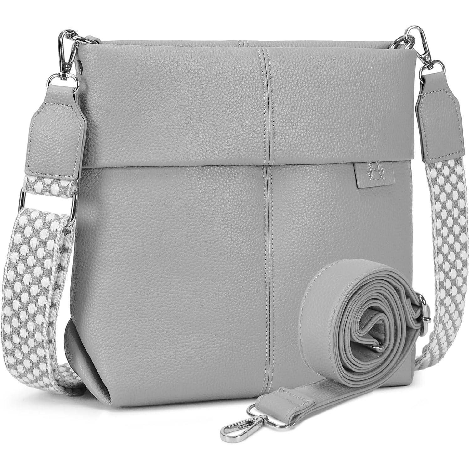 Umhängetasche Umhängetasche Damen Mittelgroß Crossbody PU Leder mit 2 Gurten