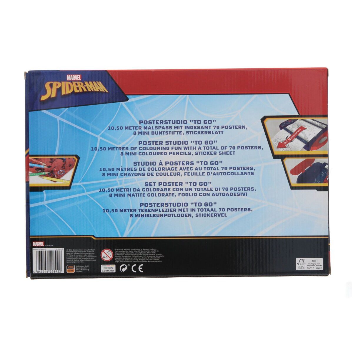 Spiderman Kreativset Ausmalposter-Set 70 Poster mit Buntstiften und Stickern
