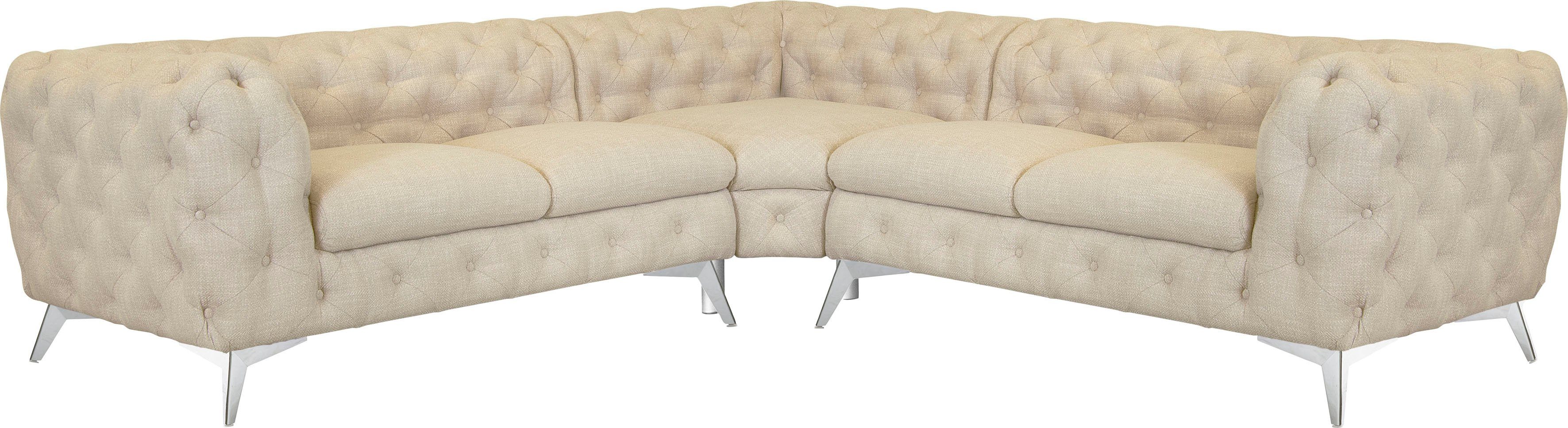 Leonique Chesterfield-Sofa "Ecksofa GLYNIS L-Form mit Wellenunterfederung, günstig online kaufen