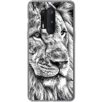 MuchoWow Handyhülle Porträt - Löwe - Schwarz und weiß, Phone Case, Handyhülle OnePlus 8 Pro, Silikon, Schutzhülle