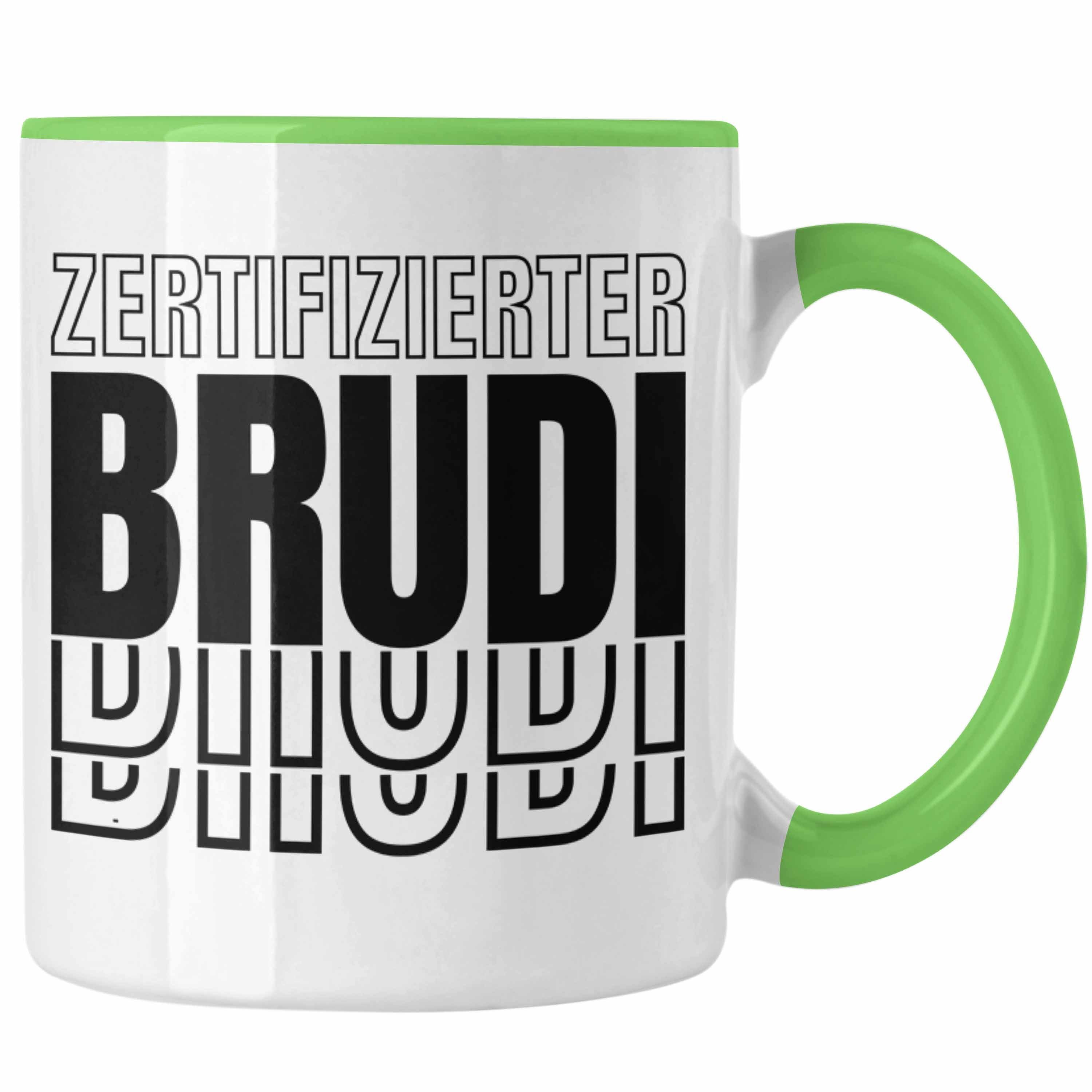 Trendation Tasse Trendation - Zertifizierter Brudi Tasse Geschenk Beste Freund Bruder Bro Geschenkidee Spruch Grün | Teetassen