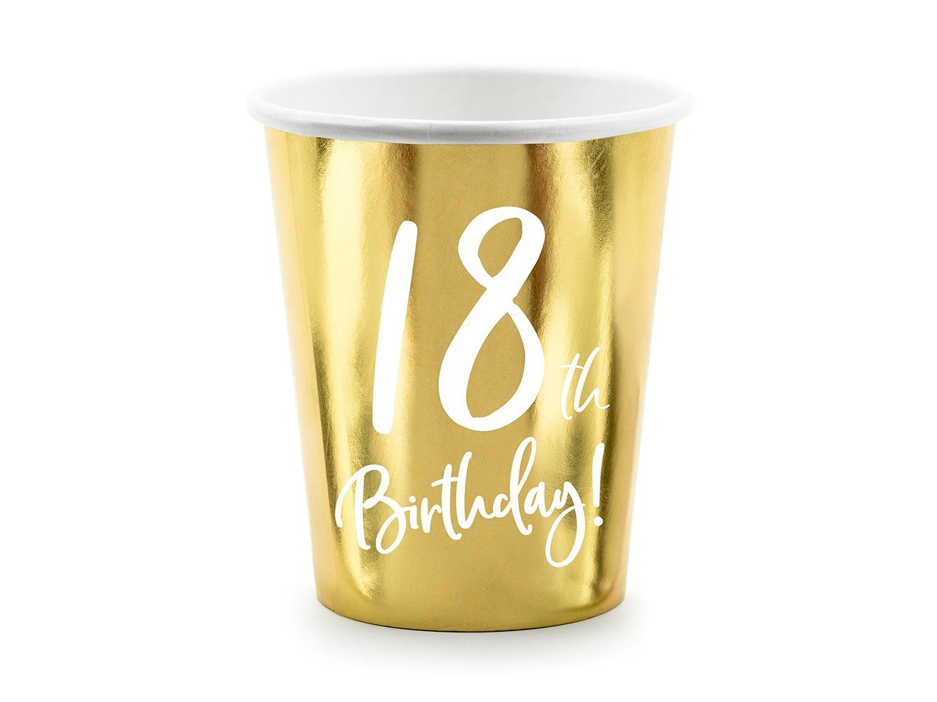 partydeco Einweggeschirr-Set, Pappbecher 18th Birthday! 220ml gold 6er Set