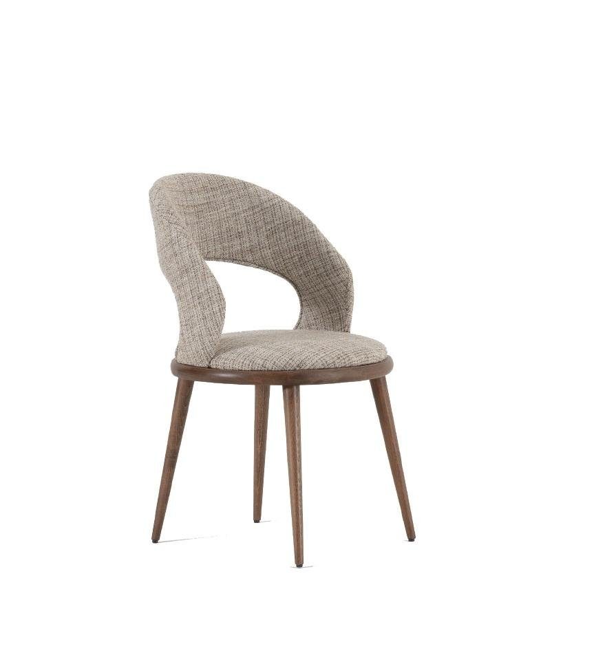 JVmoebel Stuhl, Esszimmer Stühl Holz Textil Luxus Polster Möbel neu Stil Modern grau | Stühle