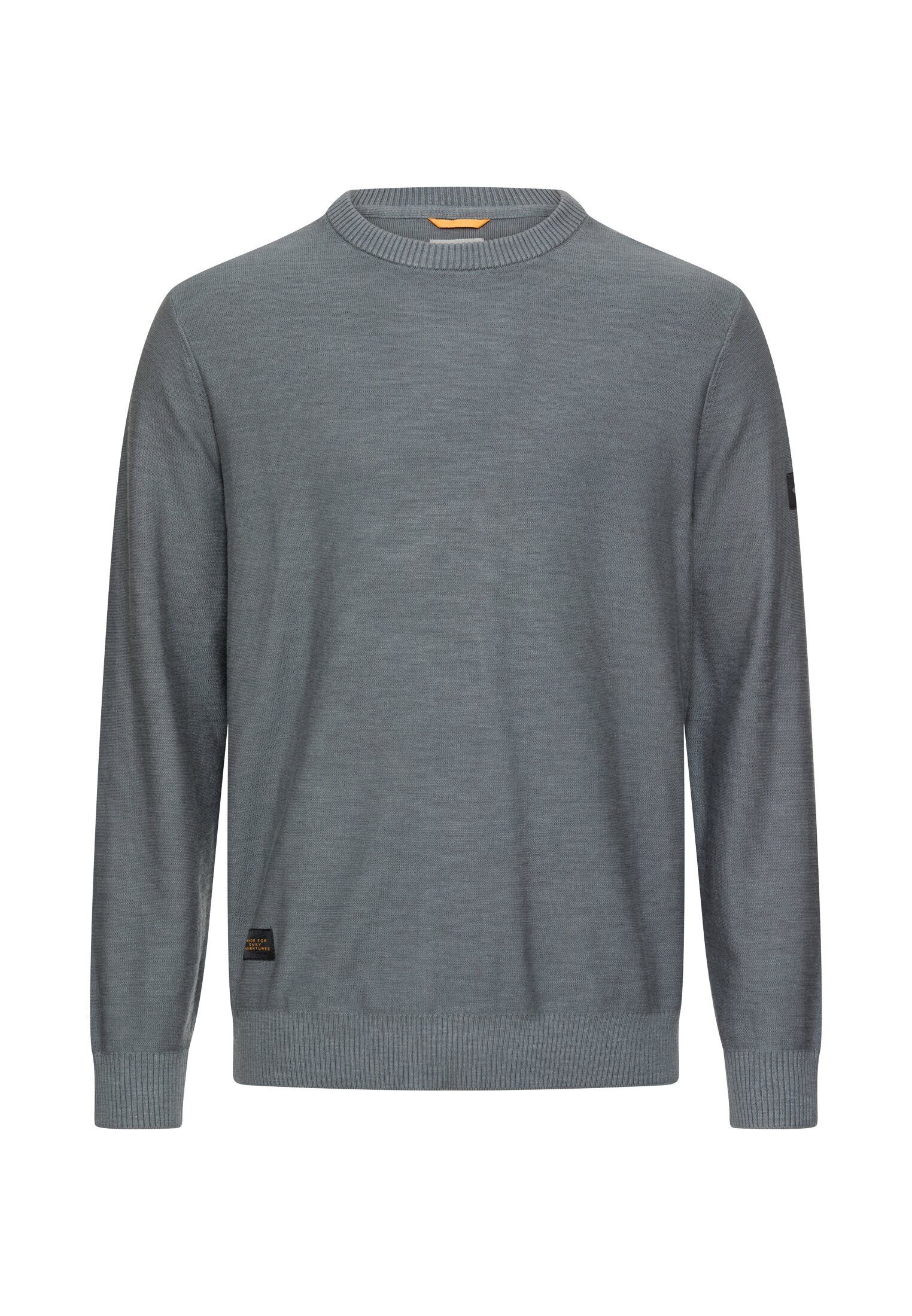 camel active Strickpullover aus reiner Baumwolle Langarm Rundhals Markenlogo