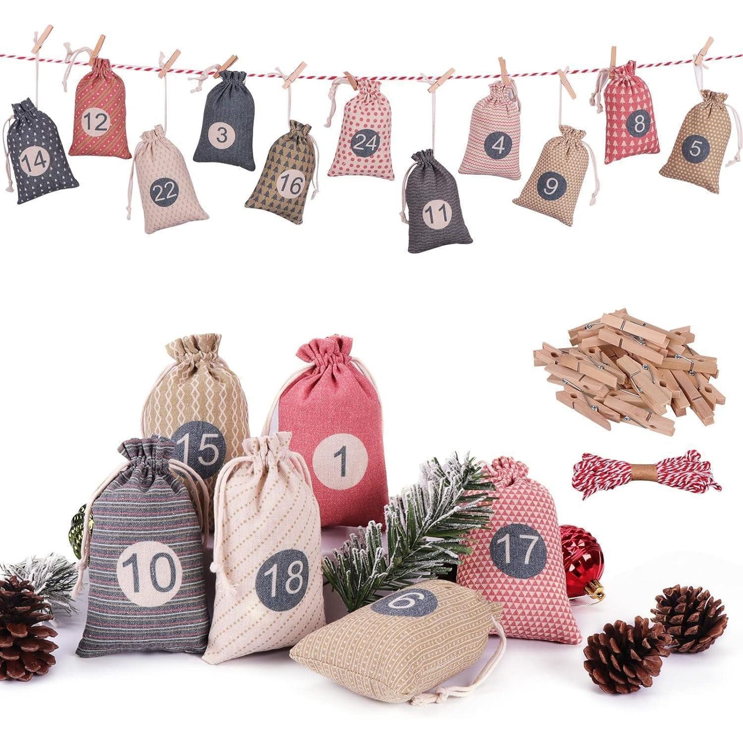 LuxusKollektion DIY-Adventskalender Adventskalender zum Selbst Befüllen 24 Stoffsäckchen Mädchen Bunte