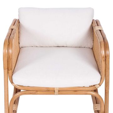 Casa Moro Rattanstuhl Rattansessel Bima mit Sitzkissen & Rückenkissen, aus Natur-Rattan handgefrtigter Relaxsessel