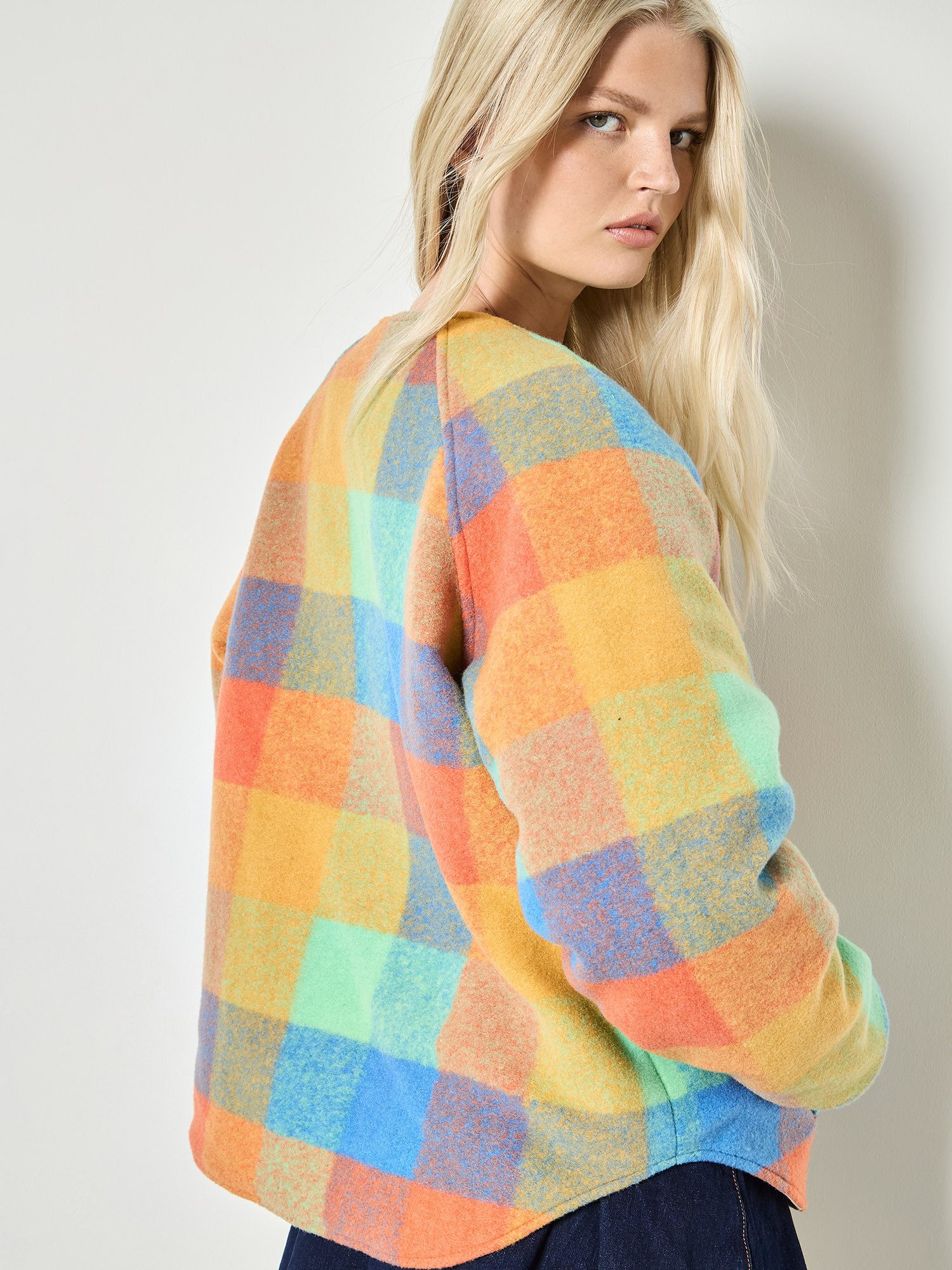 Apricot Steppjacke Wendbare Fleece-Steppjacke mit Karomuster