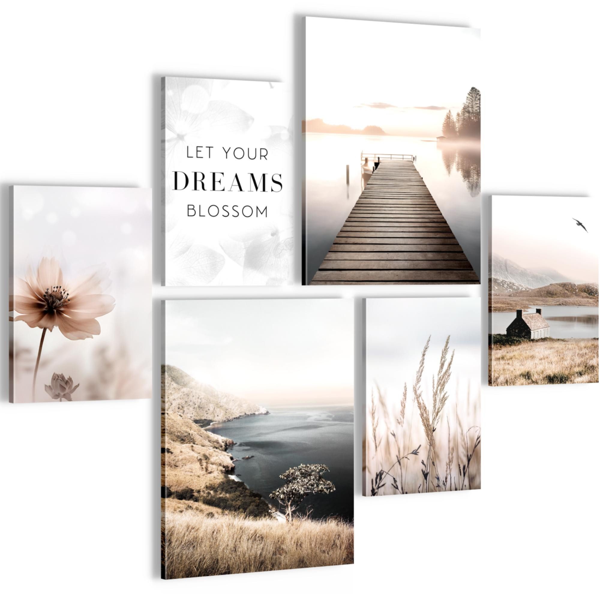 Novart Wandbild Natur Boho See Beige Wohnzimmer