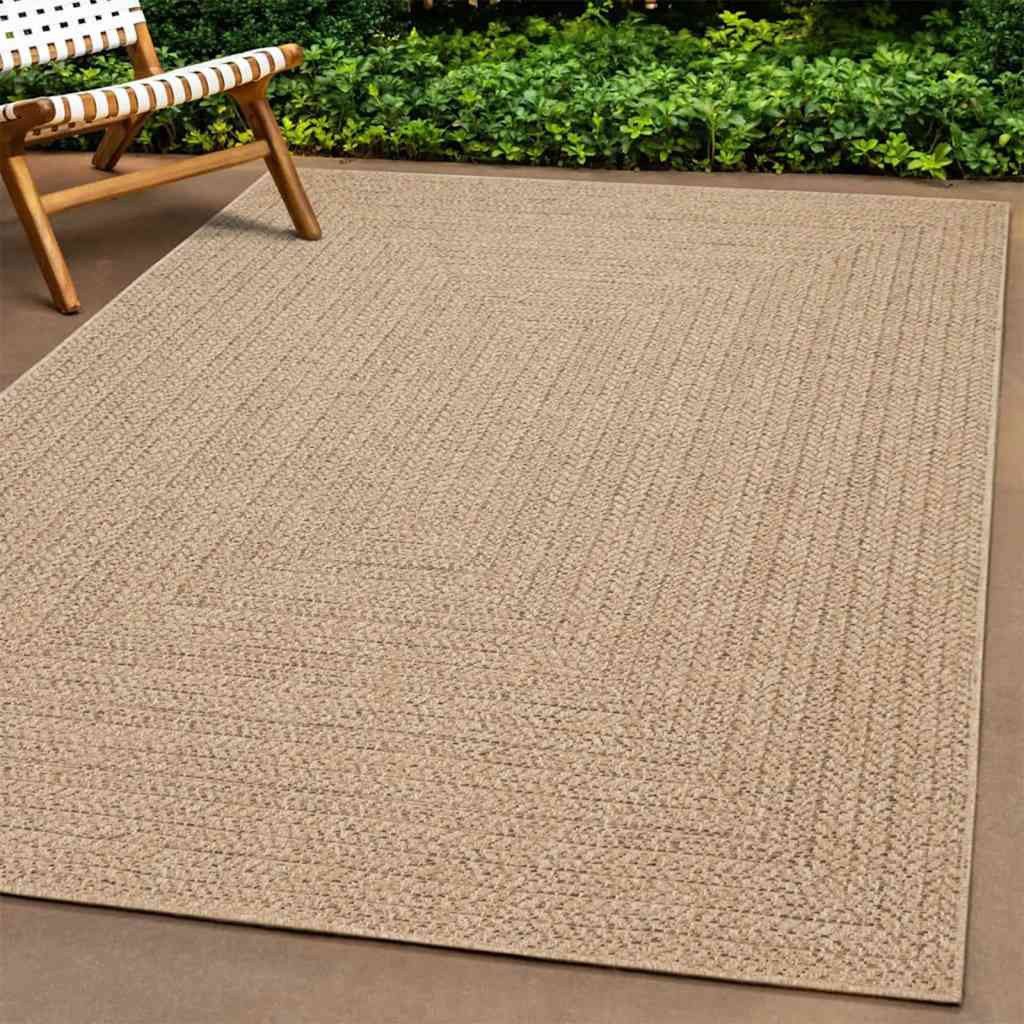 vidaXL Teppich Teppich ZIZUR 200x200 cm Jute-Optik Indoor und Outdoor, Quadrat