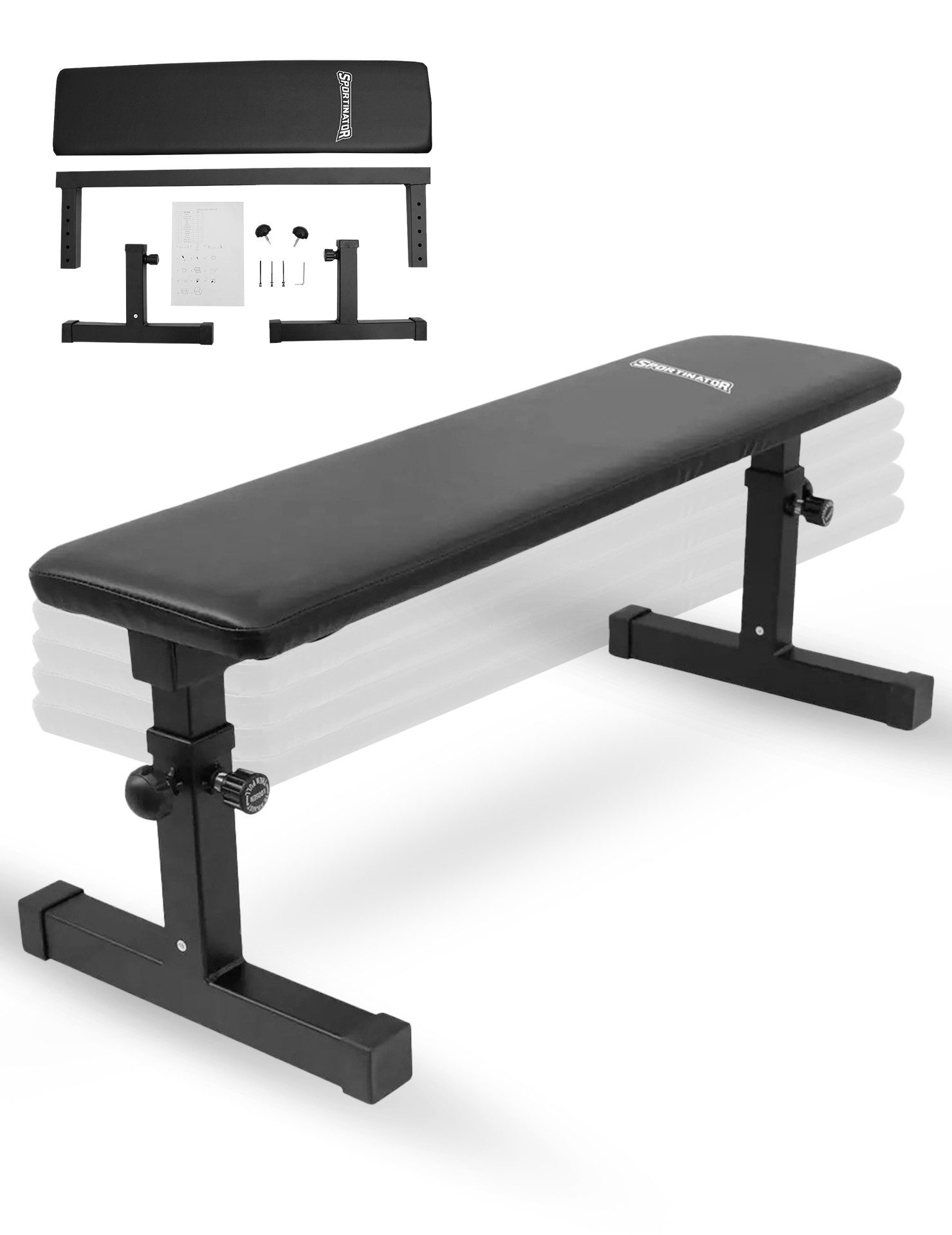 Sportinator Trainingsbank verstellbare Flachbank, stabile Konstruktion für vielseitige Trainingsmöglichkeiten
