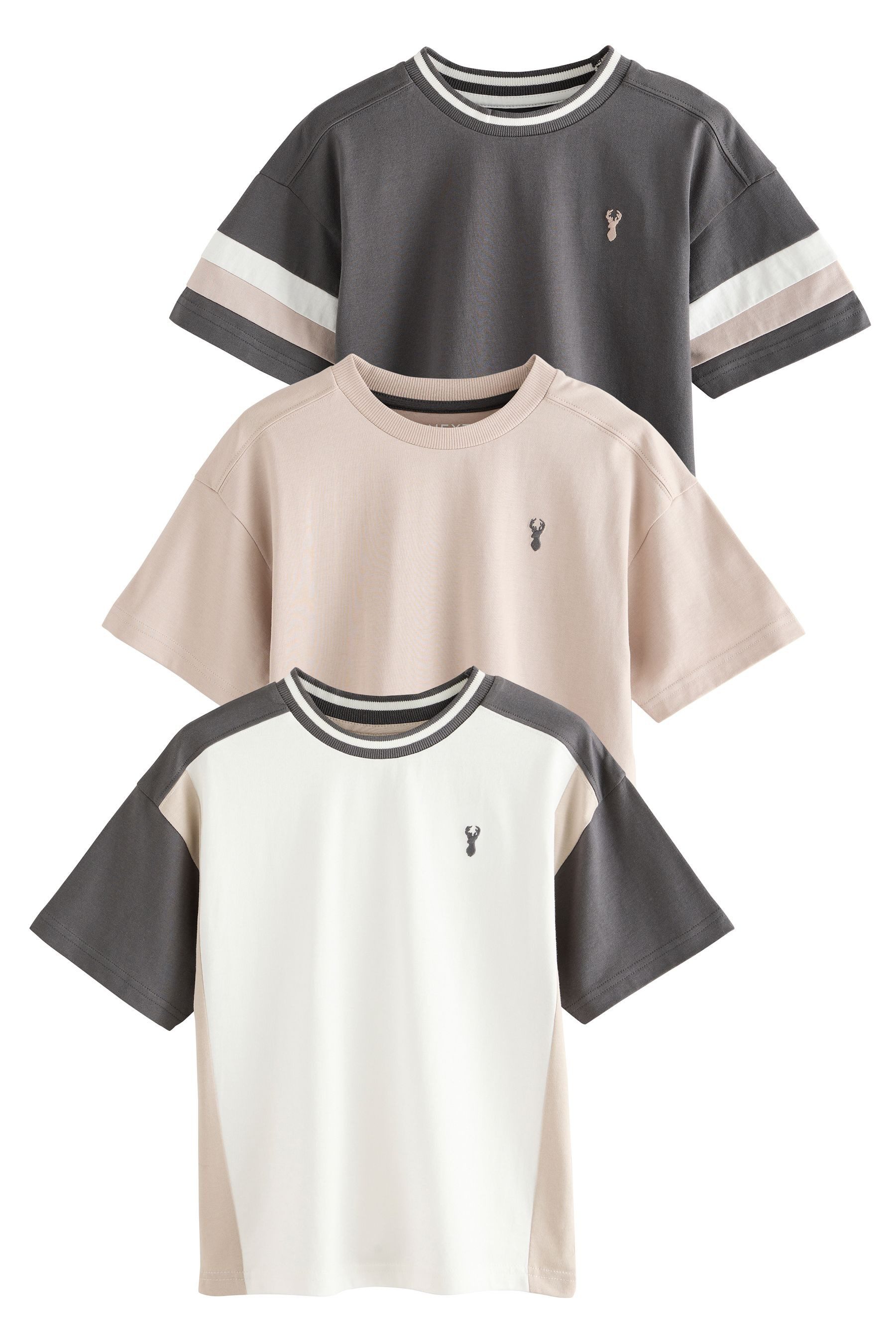 T-Shirt Relaxed Fit T-Shirts 100 % Baumwolle, 3 Stk.