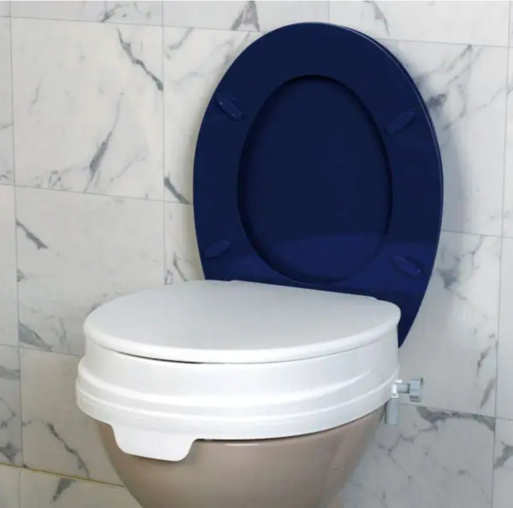 DocMed Toilettensitzerhöhung aus glattem Kunststoff Versiegelte Form, Max. Belastbarkeit: 200 kg, 10 cm, Erhöhung um 10 cm mit Hygieneausschnitt