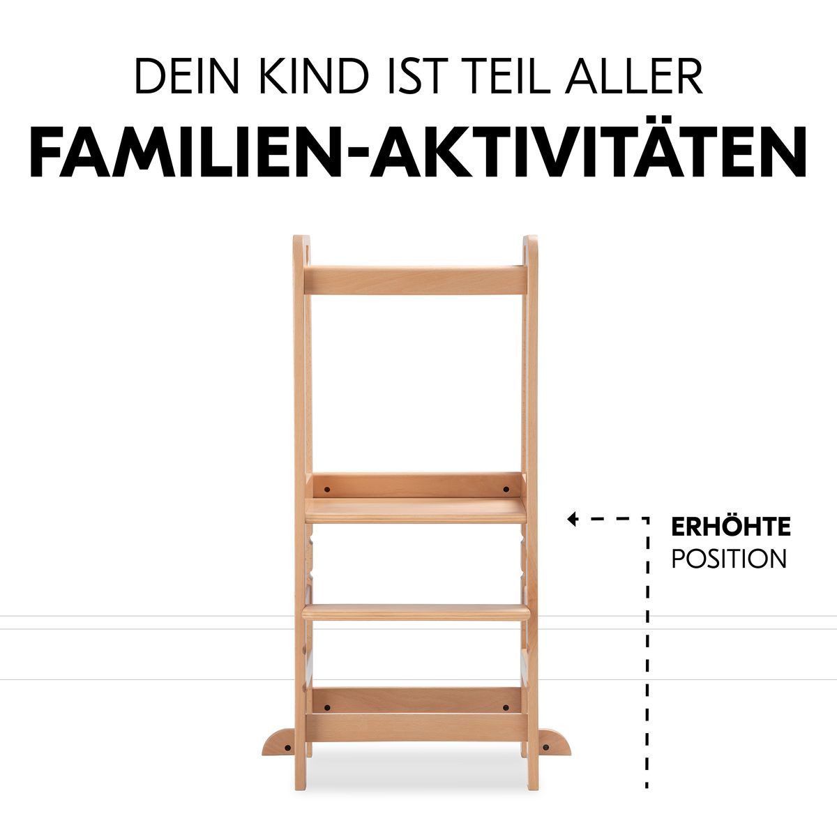 Hauck Hochstuhl Learn N Explore - Natural, Kinder Lernturm Kinderstuhl für Küche ab 1 Jahre bis 40 kg Mitwachsend