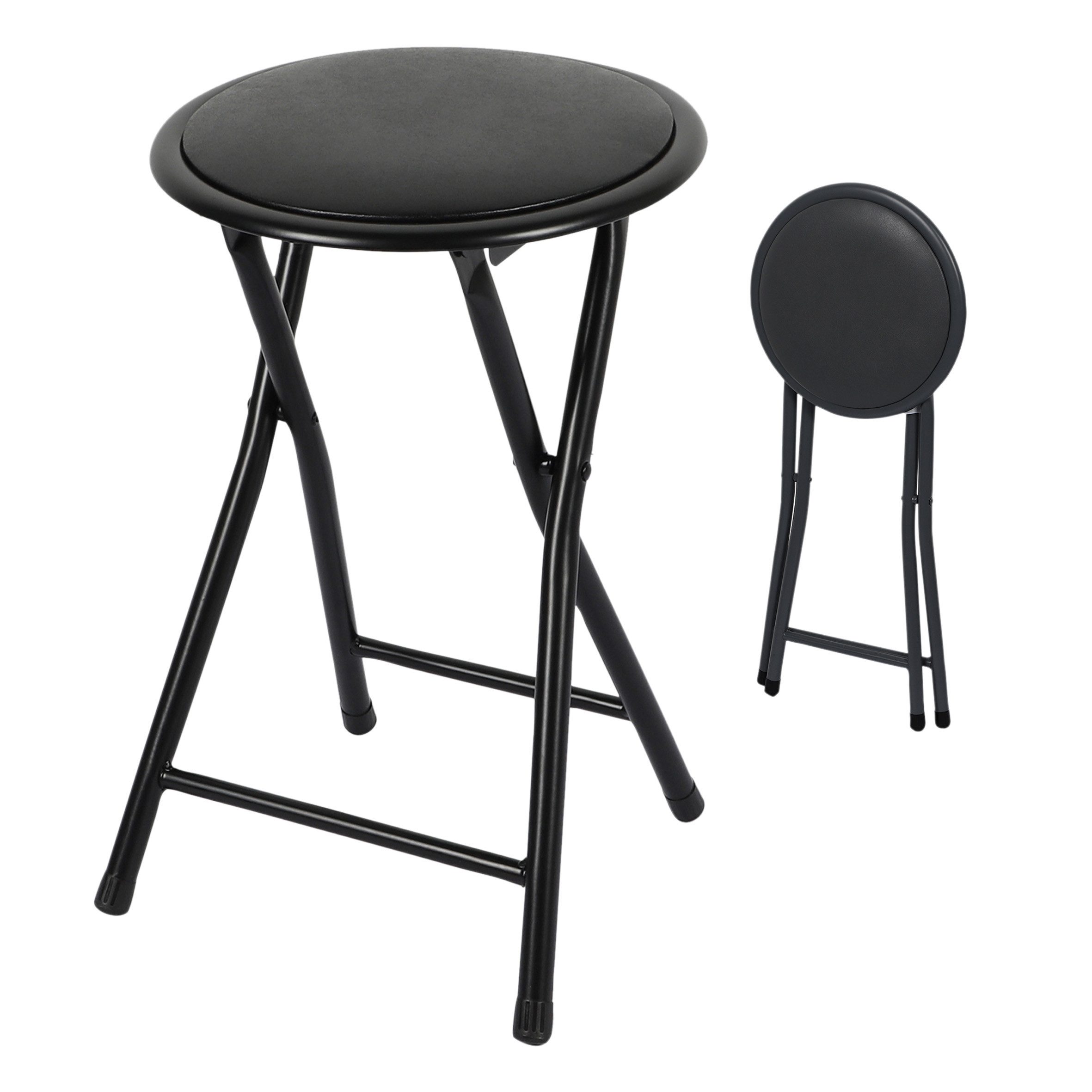 Spetebo Hocker klappbar rund schwarz aus Metall 45 x Ø 30 cm (Artikel, 1 St günstig online kaufen