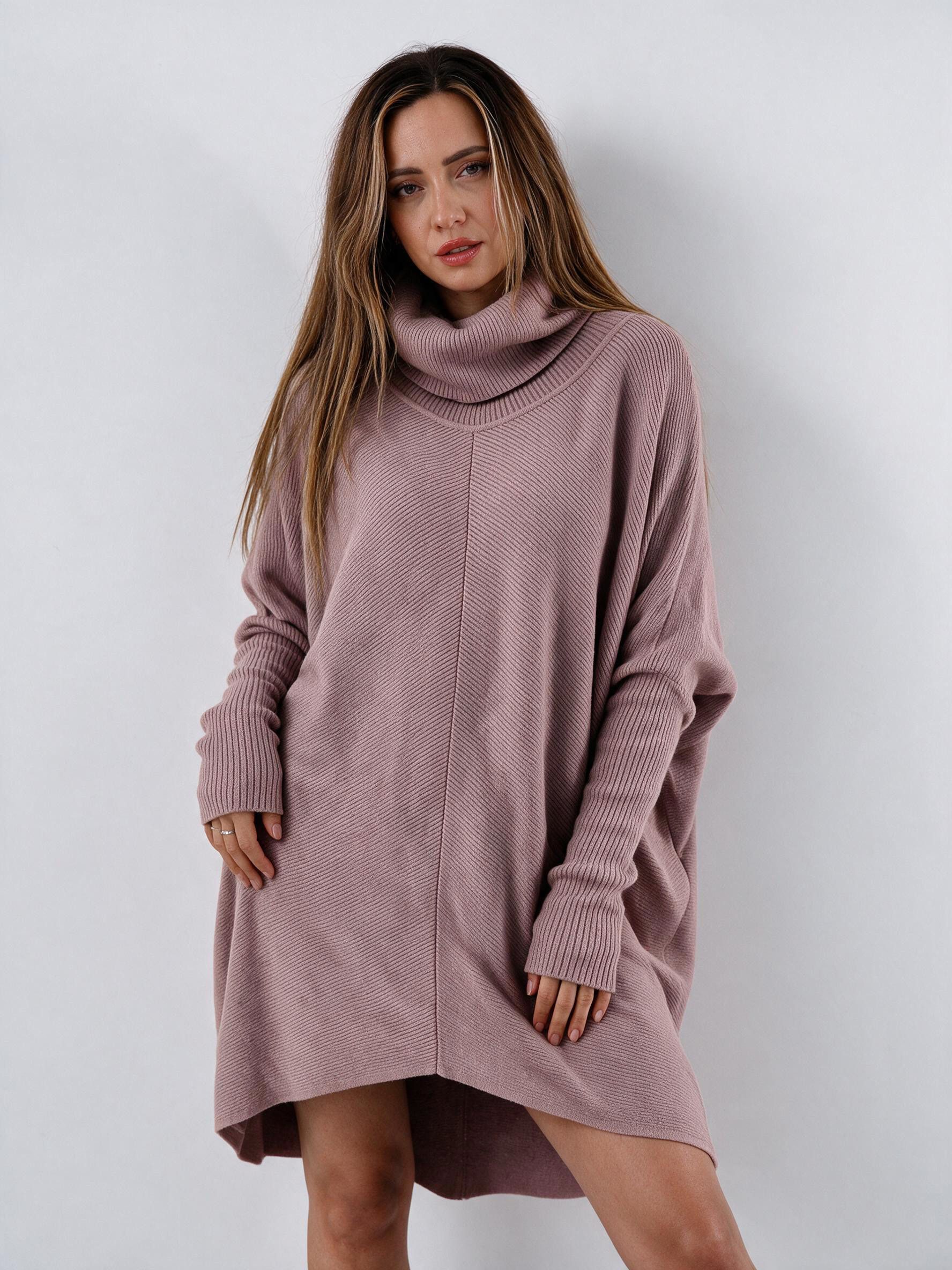 YC Fashion & Style Longpullover Oversize-Strickpullover mit Rollkragen – Made in Italy (1-tlg) in Unifarbe