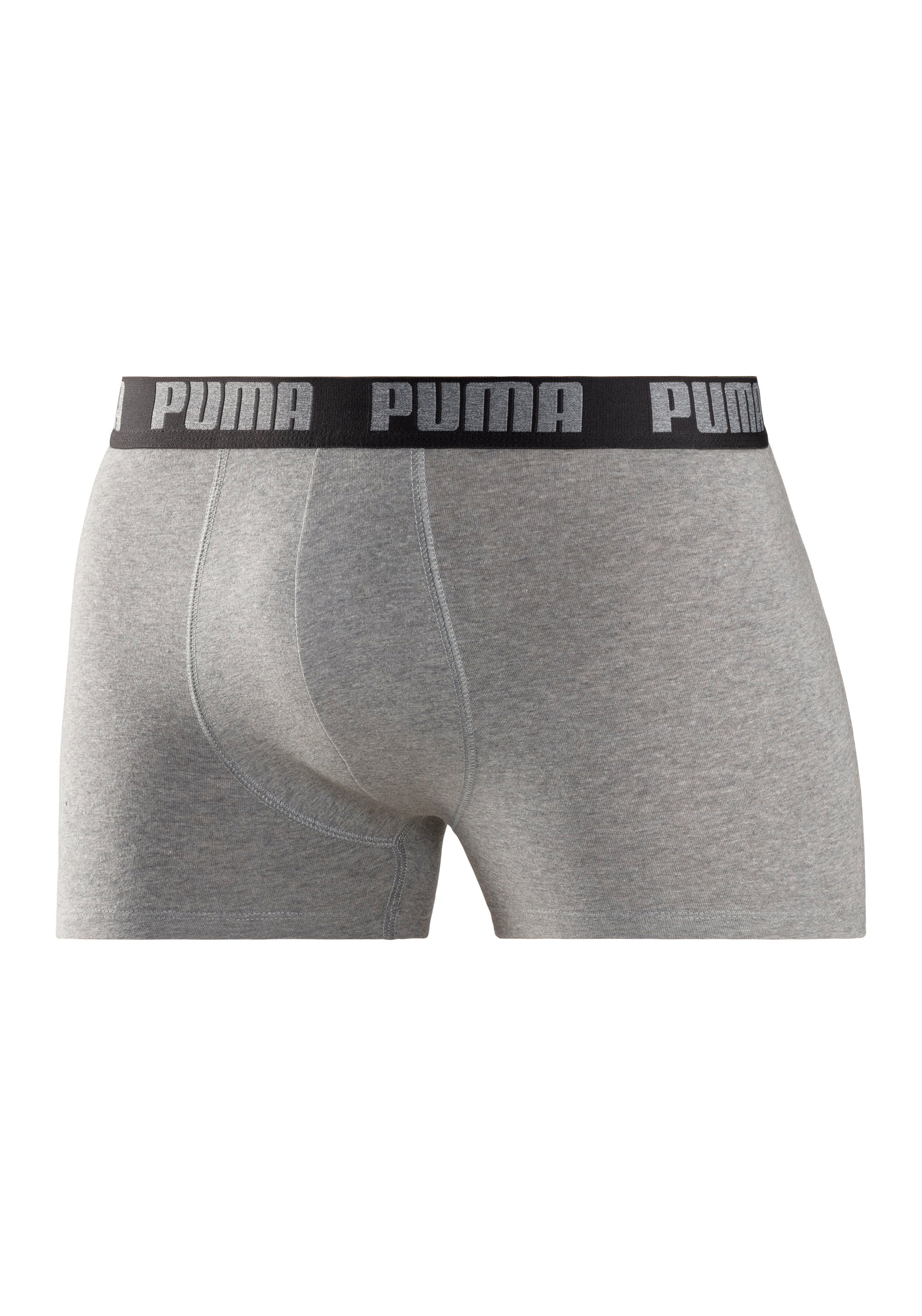 PUMA Boxer (Packung, 2-St) mit breitem schwarz, schwarz, grau-meliert, weiß Logo-Webbund