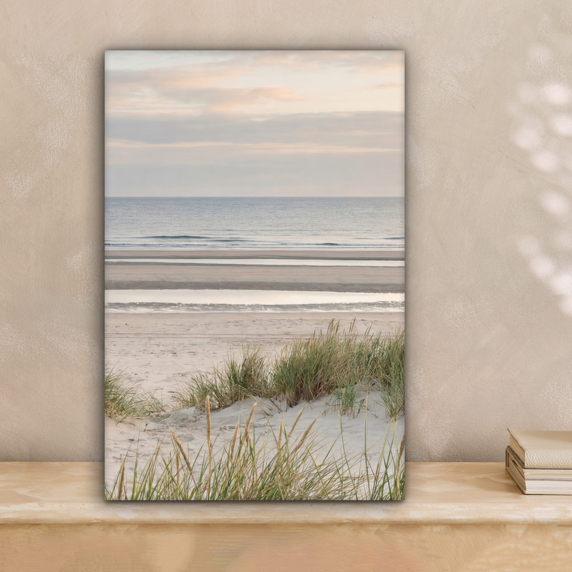 OneMillionCanvasses® Leinwandbild Sandstrand - Bewölkt - Dünen, Fotodruck (1 St), Leinwand Canvas Wandbild, Wanddekoration 20x30 cm
