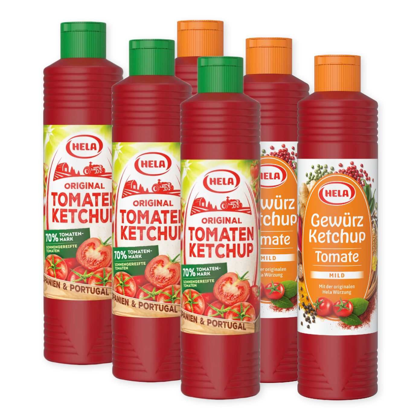 HELA Grillsauce Ketchup Set 6x 800ml 3x Tomate mild & 3x Original Bundle Vorrat Imbiss