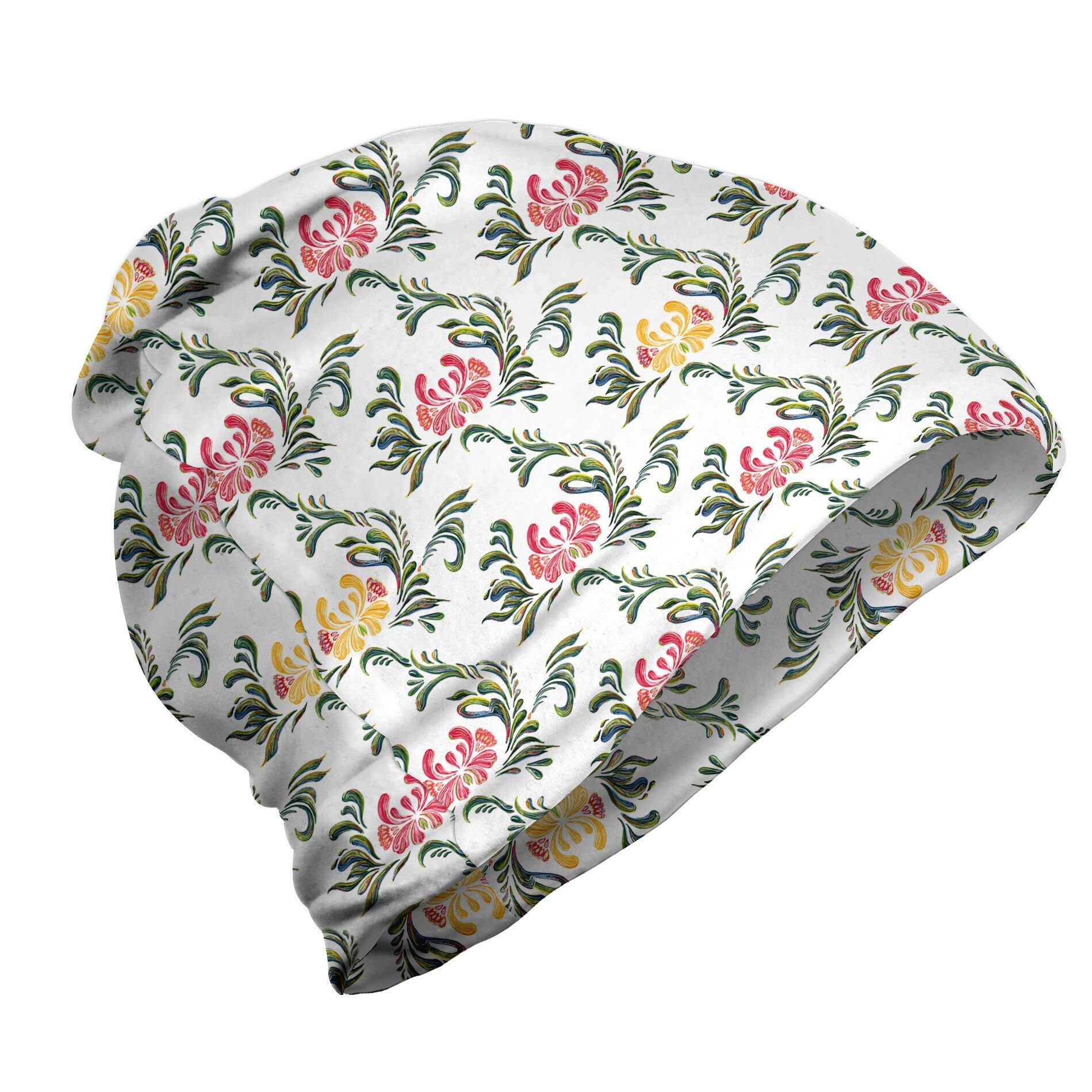 Abakuhaus Beanie Wandern im Freien Blumen Belaubt Flourishes Ornament