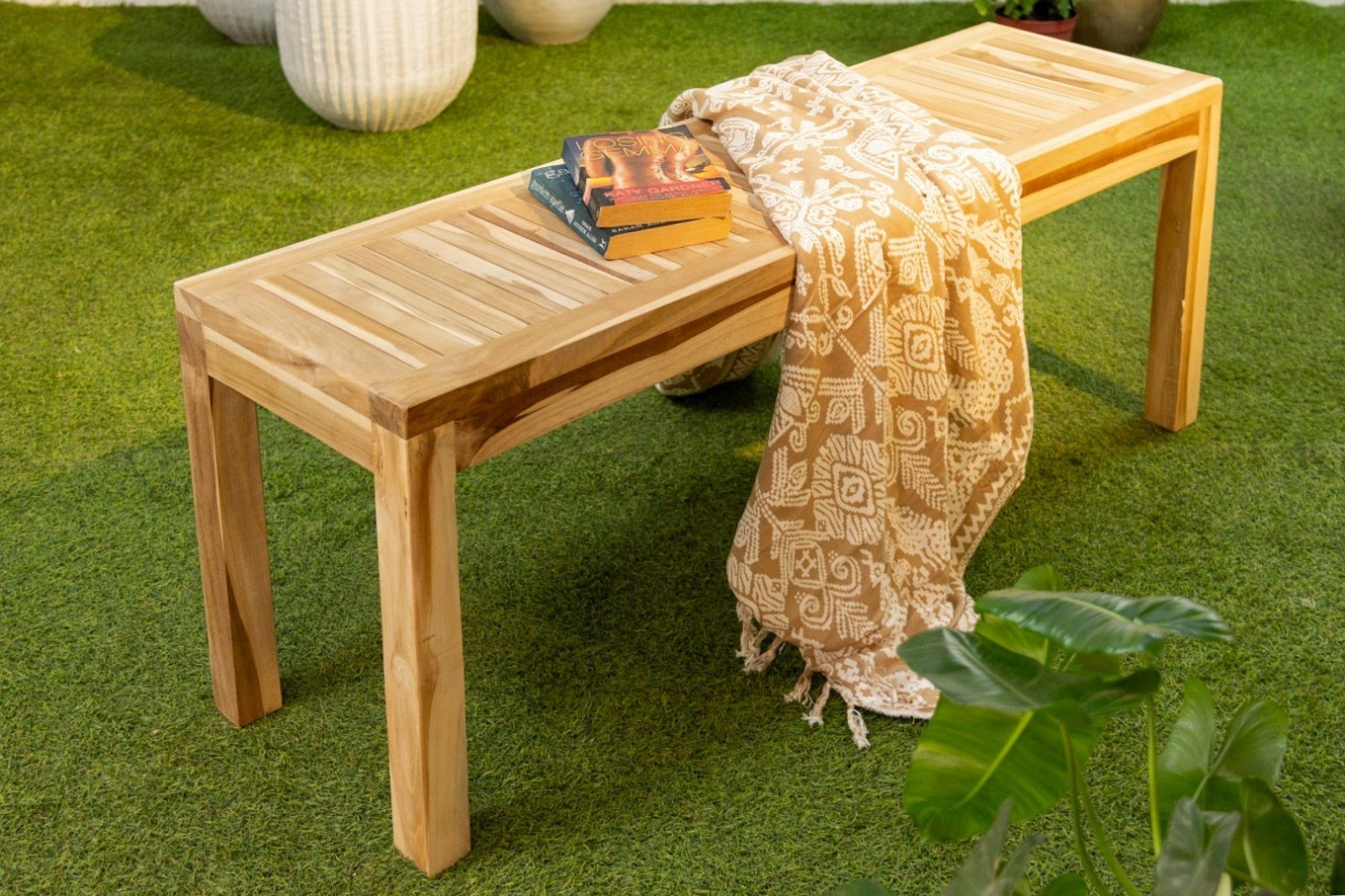 GartenHero Gartenbank Gartenbank Holz Teak Parkbank Holzbank Sitzbank Bank Garten Balkon