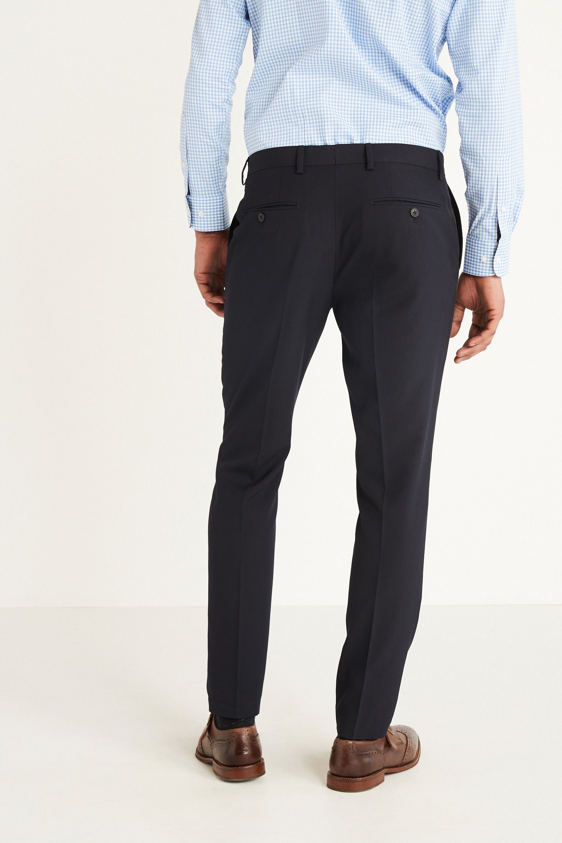 (1-tlg) aus Navy Fit Blue Next Hose Wollmix: Anzughose Flex Slim Motion Anzug