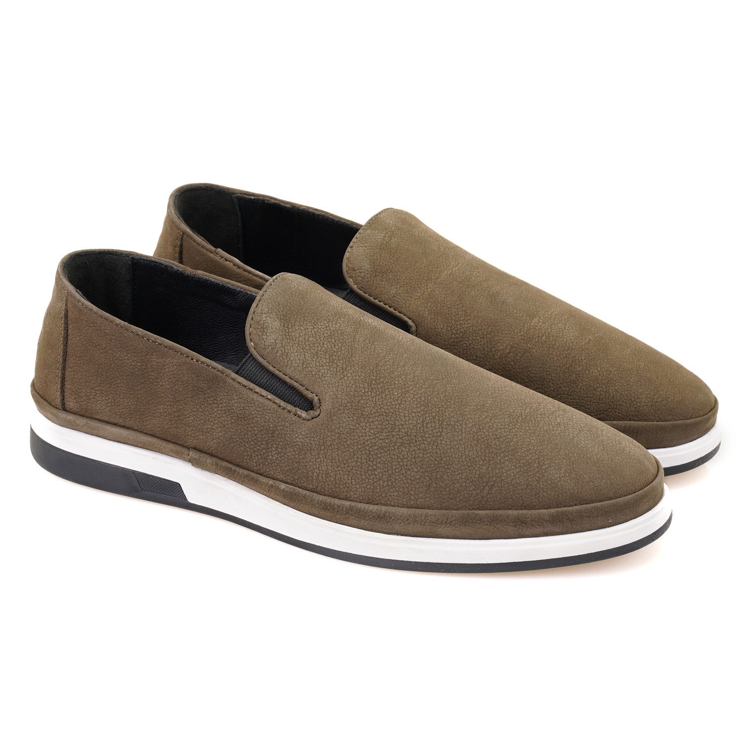 Desa Herren-Lederslipper – Synthetiksohle, flacher Absatz Loafer