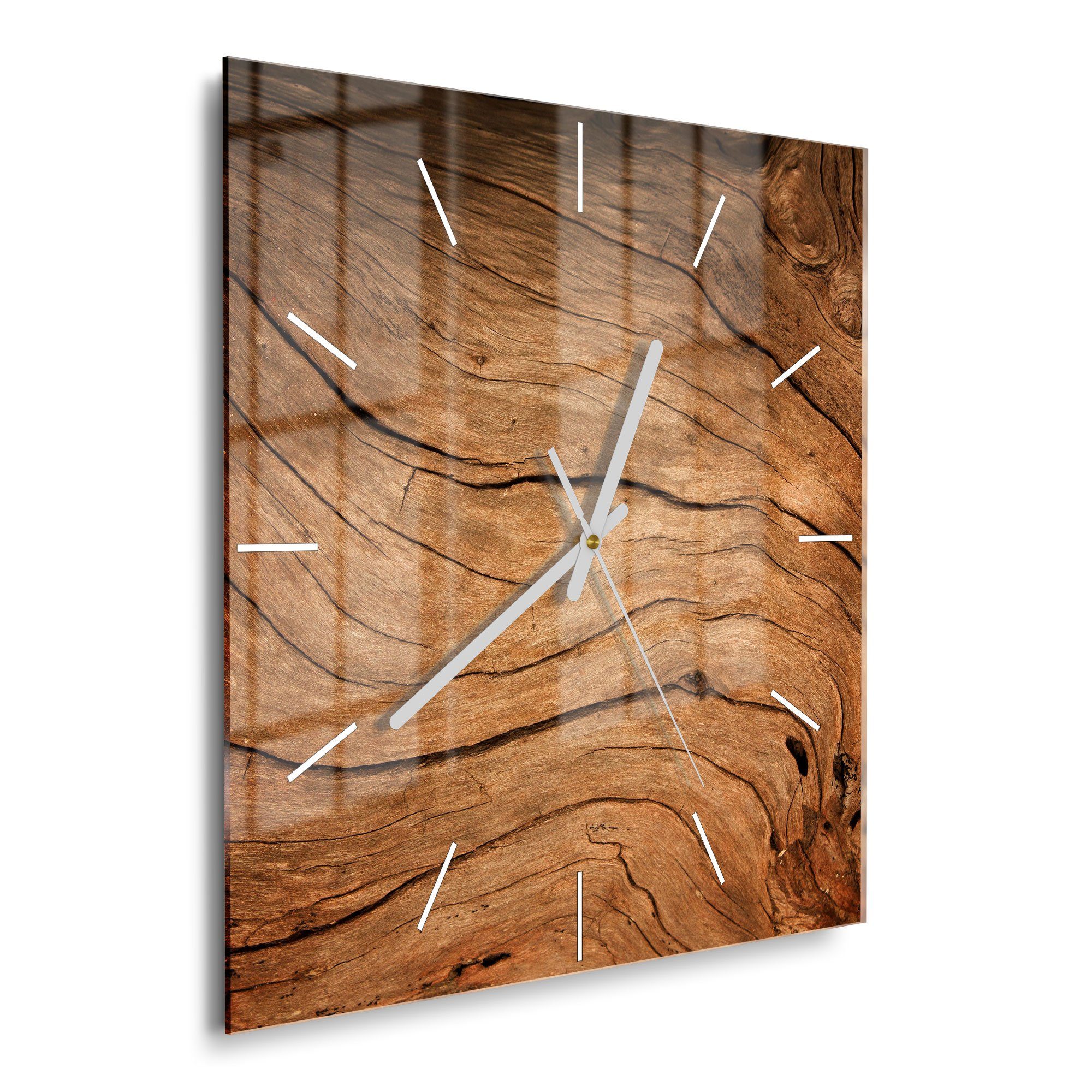 DEQORI Wanduhr 'Detaillierte Holzmaserung' (Glas Glasuhr günstig online kaufen