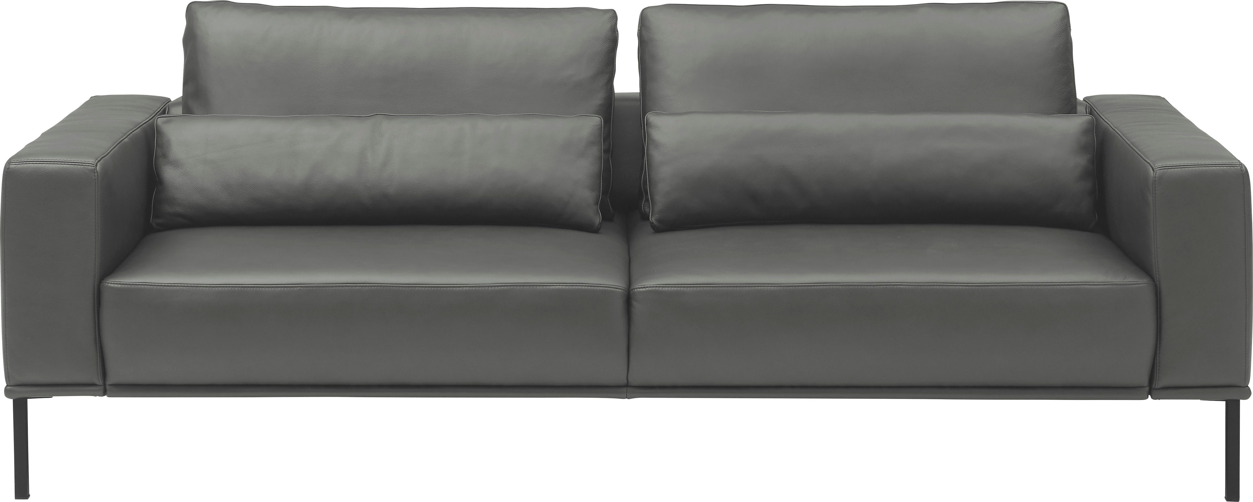 Musterring 3-Sitzer JustB!PM100, 222 cm breit, aus hochwertigem Leder, wahlweise mit Nierenkissen und mot. Sitzauszug, Metallfuß in schwarz