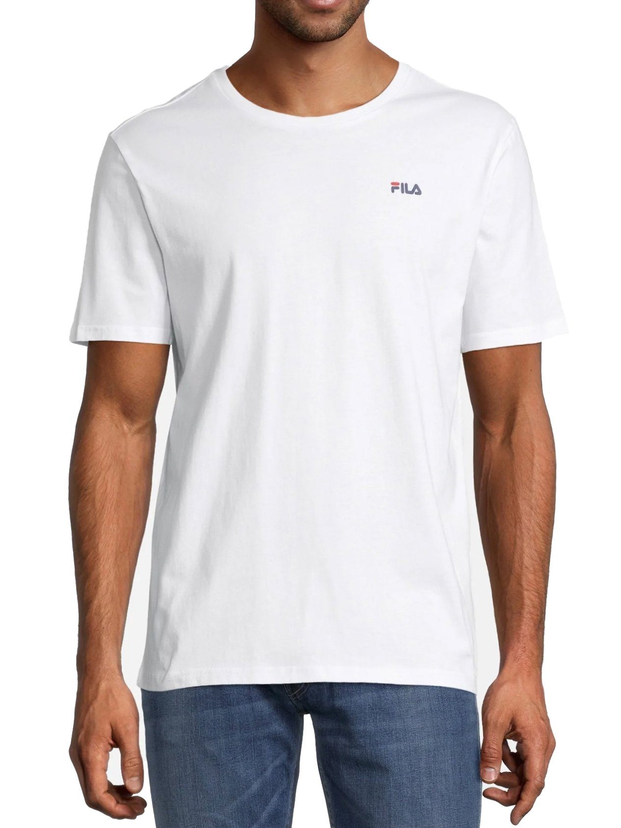 Fila Rundhalsshirt Logo Regular Fit Weiß, Grau - BROD (2-tlg., 2er-Pack)