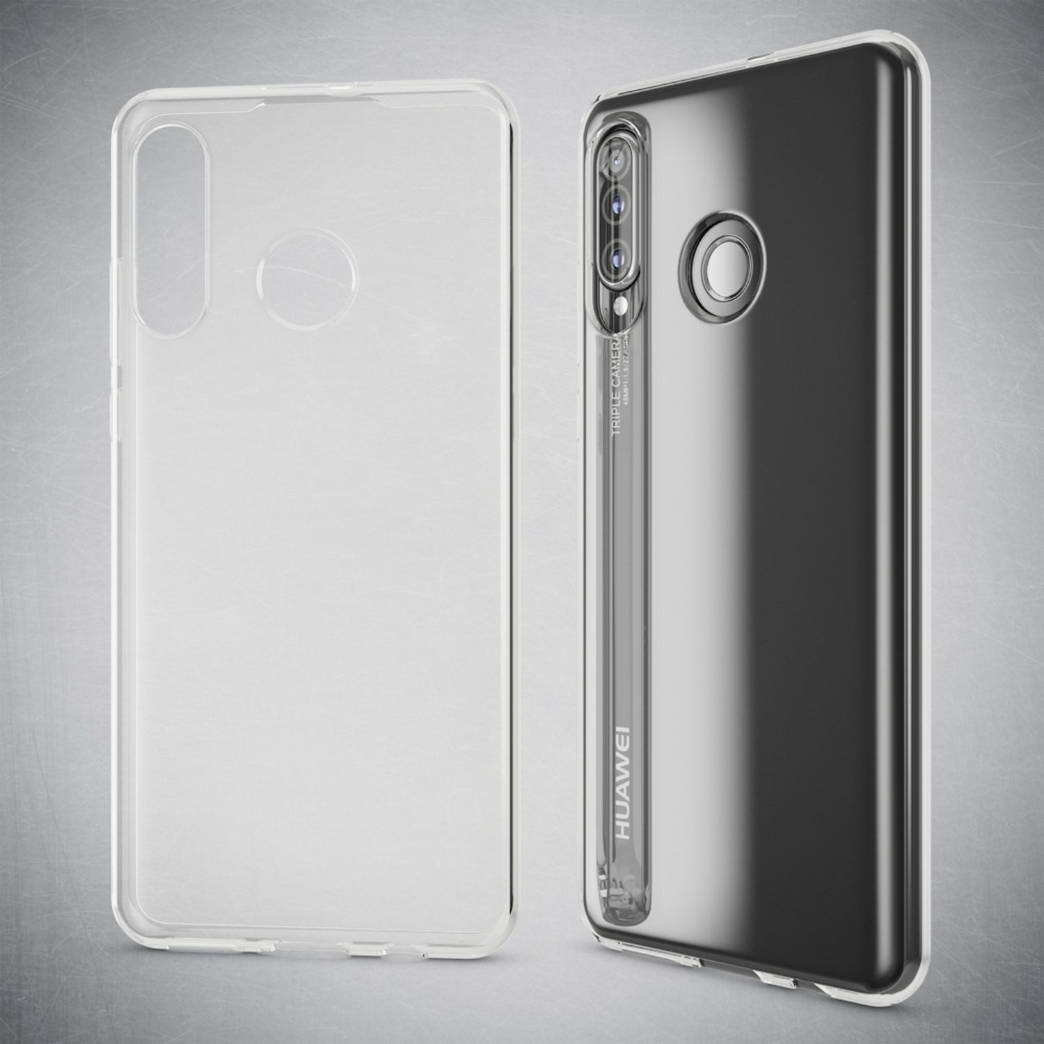 Nalia Smartphone-Hülle Huawei P30 Lite 15,7 cm (6,2 Zoll), GLAZE Case - Transparentes Silikon, Anti-Watermark & Schlank