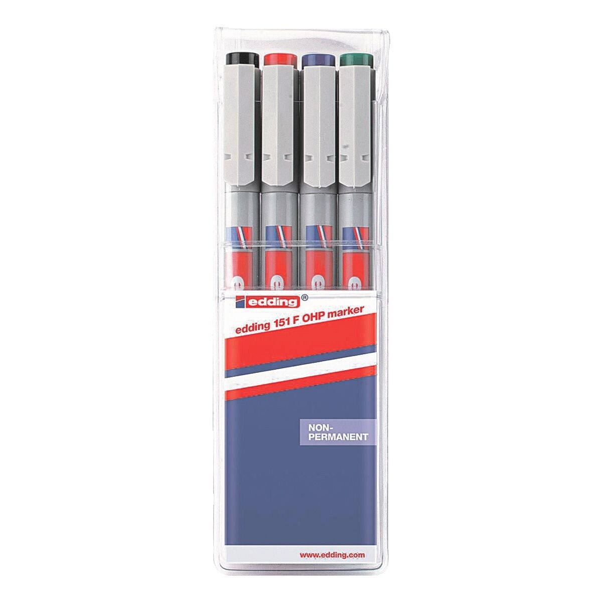 edding Folienstift non-permanenter F, e-151 mit (4-tlg), Tinte