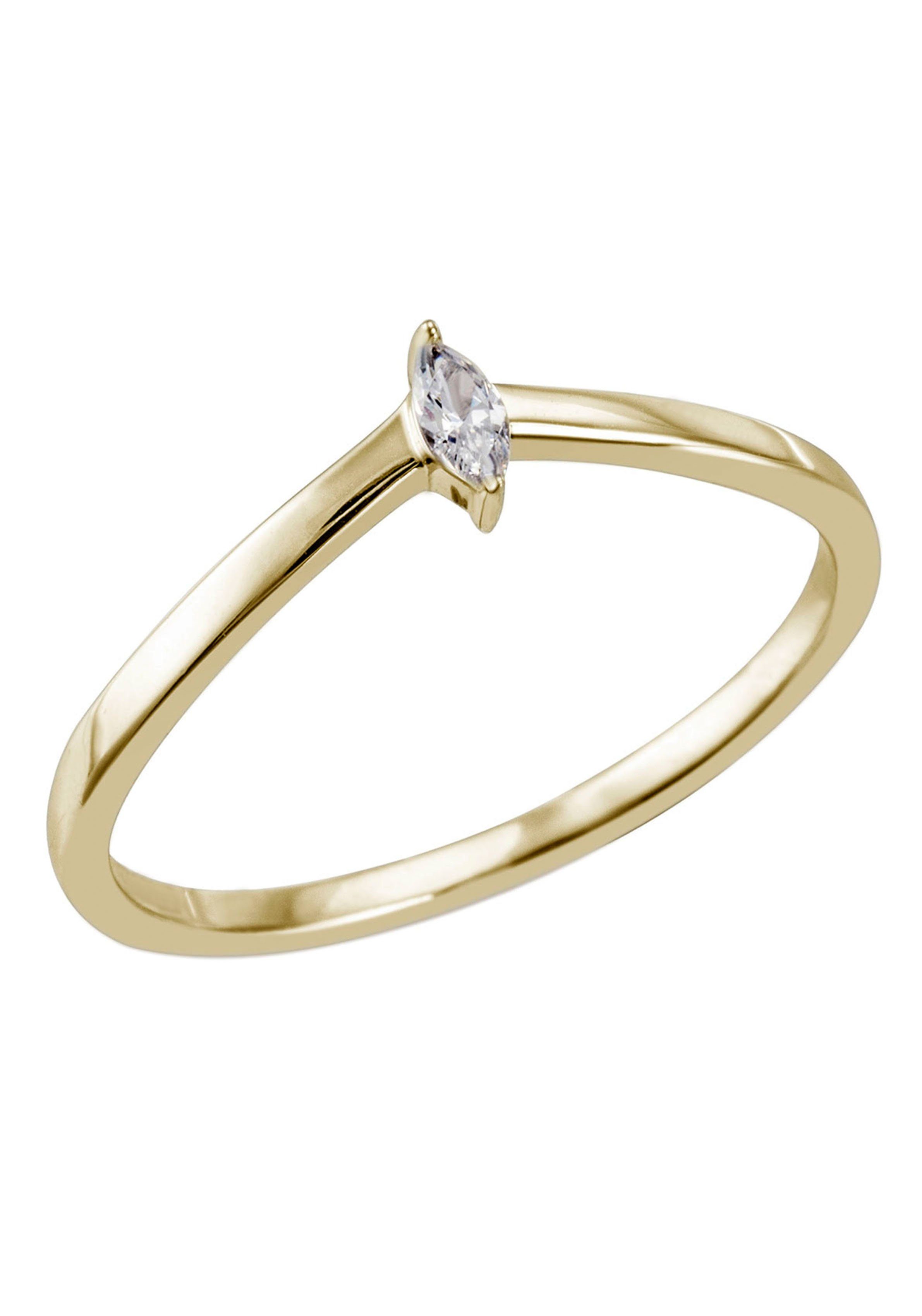 Firetti Fingerring Schmuck Geschenk Silber 925 Silberring Ring Navette gefasst glitzernd, mit Zirkonia (synth)
