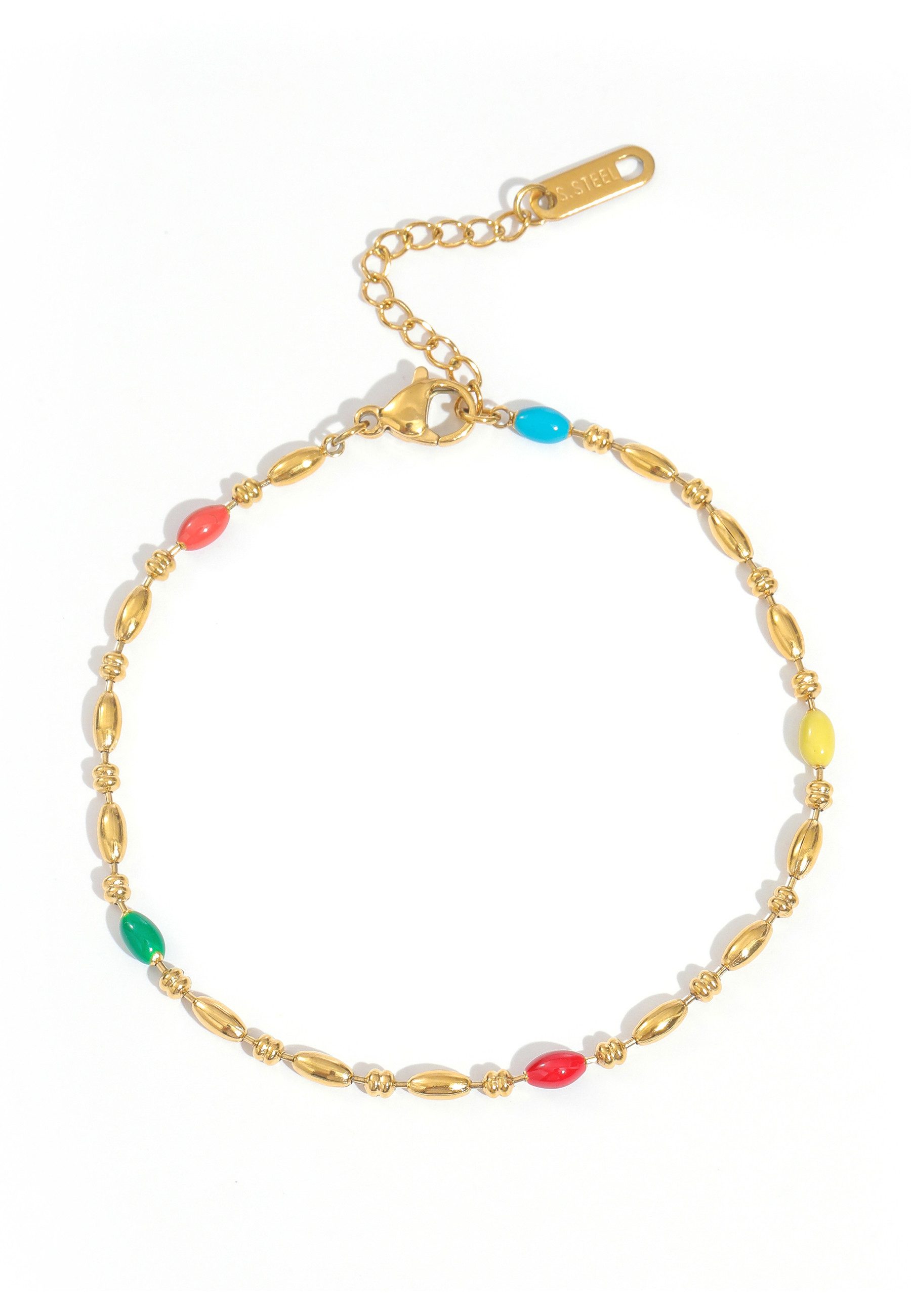 GOLDKLEIN Ketten und Armband Set Edelstahl Perlen-Set Viva Colors Schmuck Halskette Armband, Damen, inkl. Geschenkbox