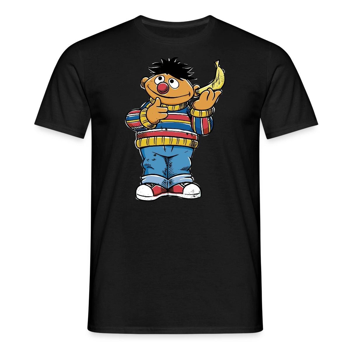 Spreadshirt T-Shirt Sesamstraße Ernie Mit Banane Pose Lustig Used Look Männer T-Shirt (1-tlg)