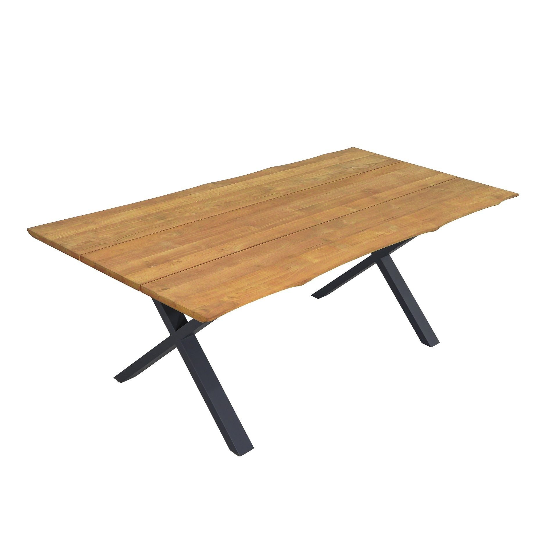 CASA DOMA Gartentisch Falerna, Edelstahl anthrazit/Teak, rechteckig, 210x100 cm