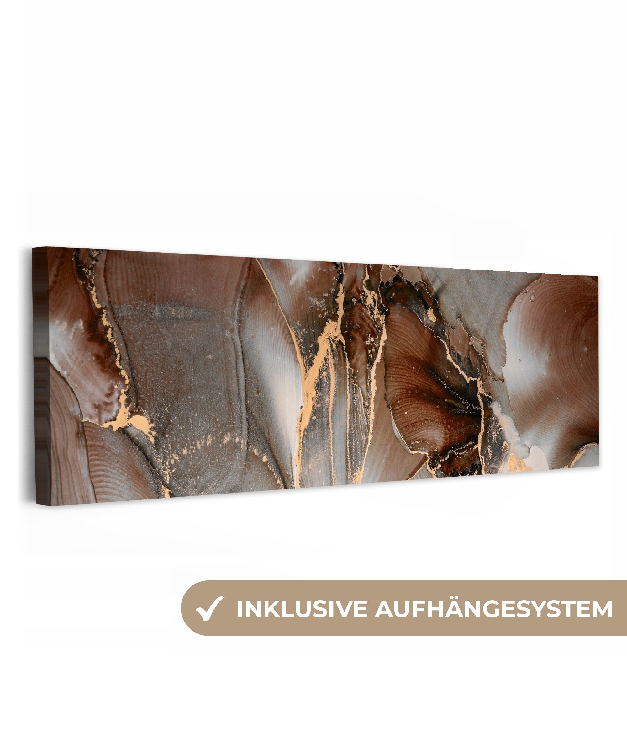 OneMillionCanvasses® Leinwandbild Panorama Grau - Gold - Marmor - Marmoropt günstig online kaufen