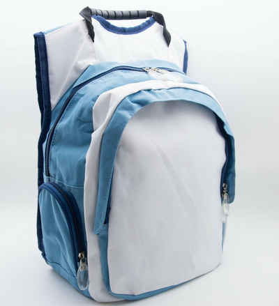 Kamber Office Rucksack Sky Blau-Weiß gepolsterter Rücken 4 Taschen als Schulrucksack oder Sport Rucksack und Freizeitrucksack