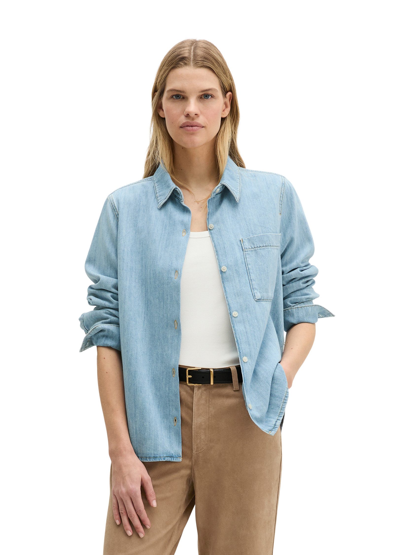 Marc O'Polo Jeansbluse aus fließendem Organic Cotton