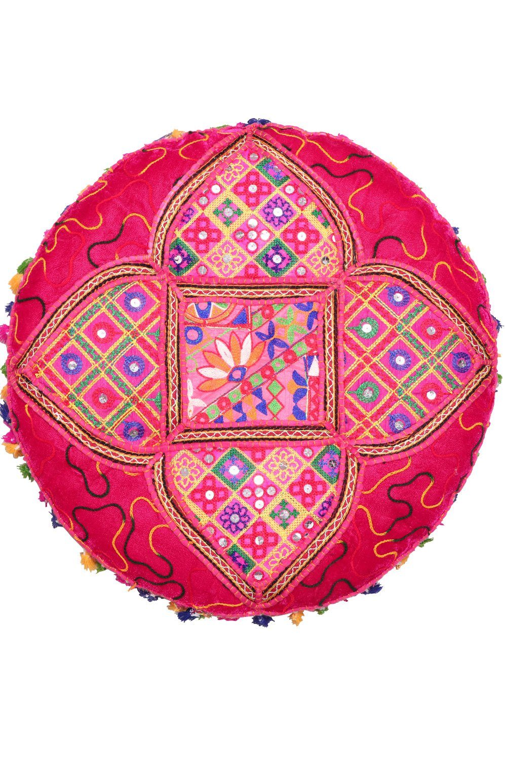 Marrakesch Orient & Mediterran Interior Bodenkissen Orientalisches Bodenkissen Bahri modern aus Baumwolle in Pink 55 cm, Handarbeit