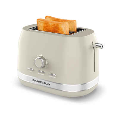 GOURMETmaxx Toaster "Retro", 2 kurze Schlitze, für 2 Scheiben, 800,00 W, für knackiges Toast, mit Krümelschublade und Regler