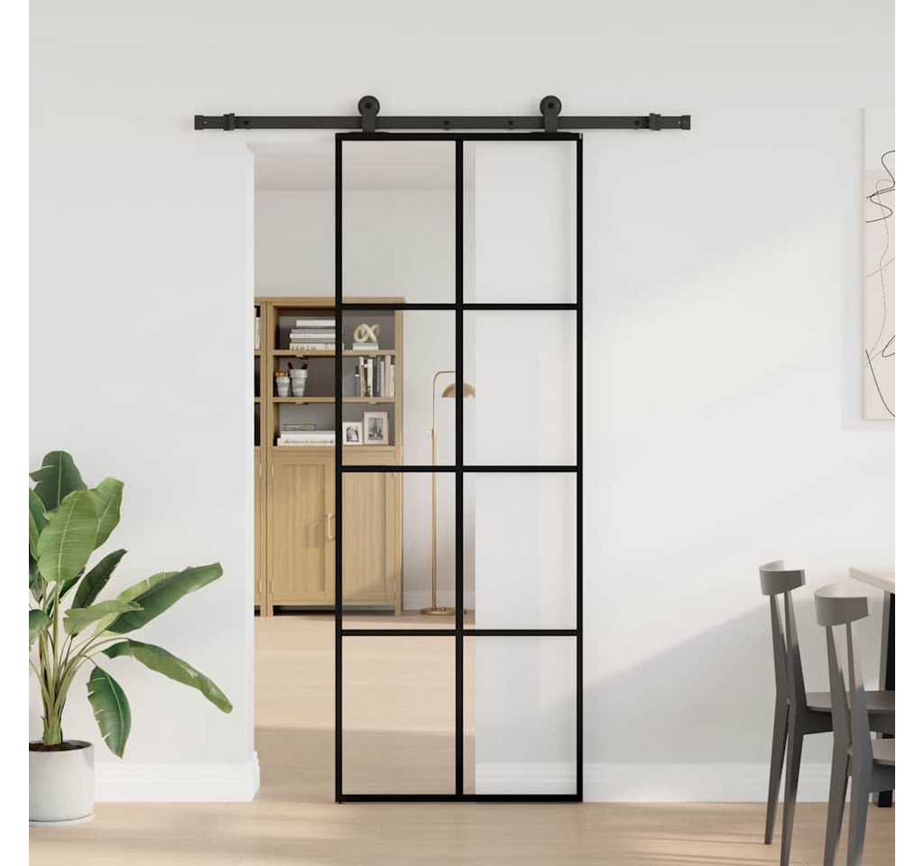 Thumbnail - vidaXL Schiebetür, Schiebetür mit Beschlag 76x205 cm ESG-Glas & Aluminium