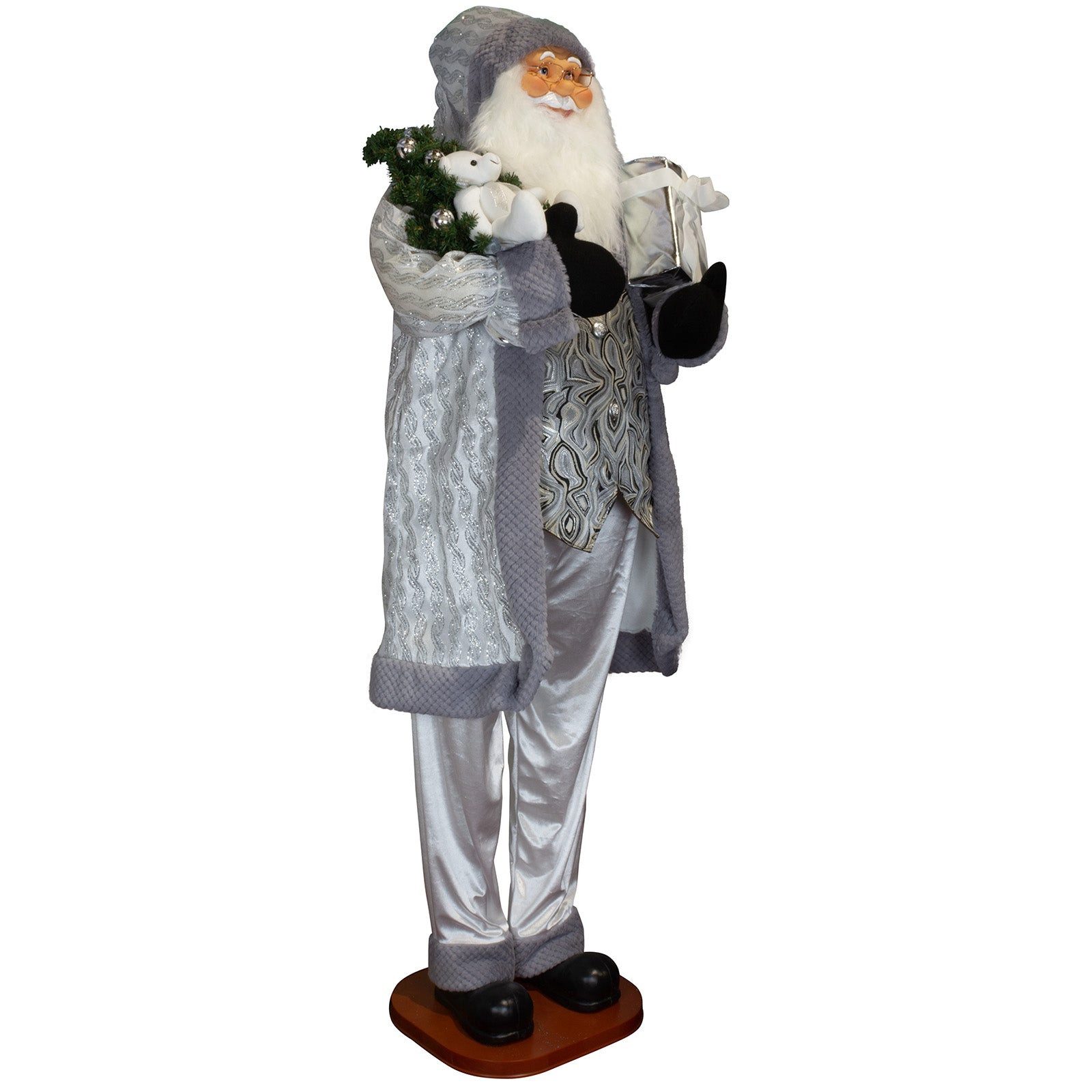 Christmas Paradise Weihnachtsmann XXL Deko Figur 180 cm (Weihnachtsdeko, 1 St., stehend), silber, lebensgroß